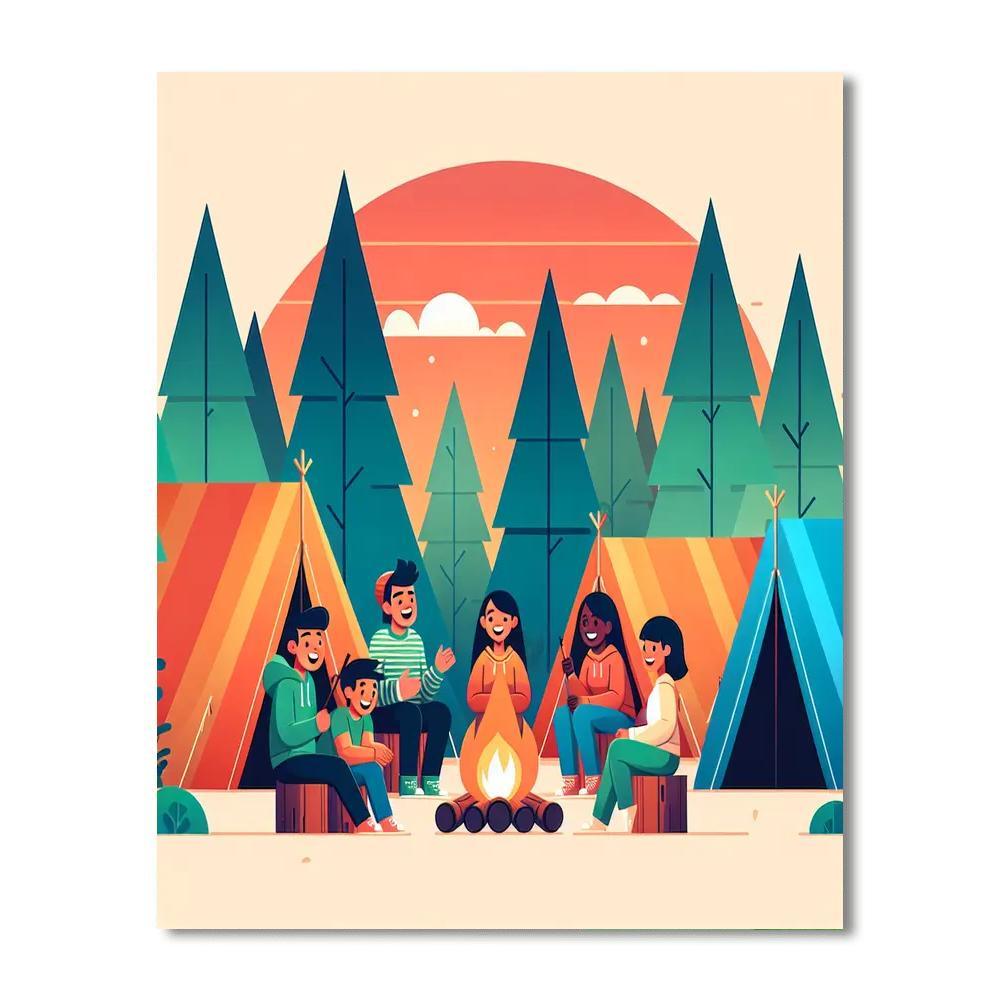 Happy Camper's Campfire Paint By Number