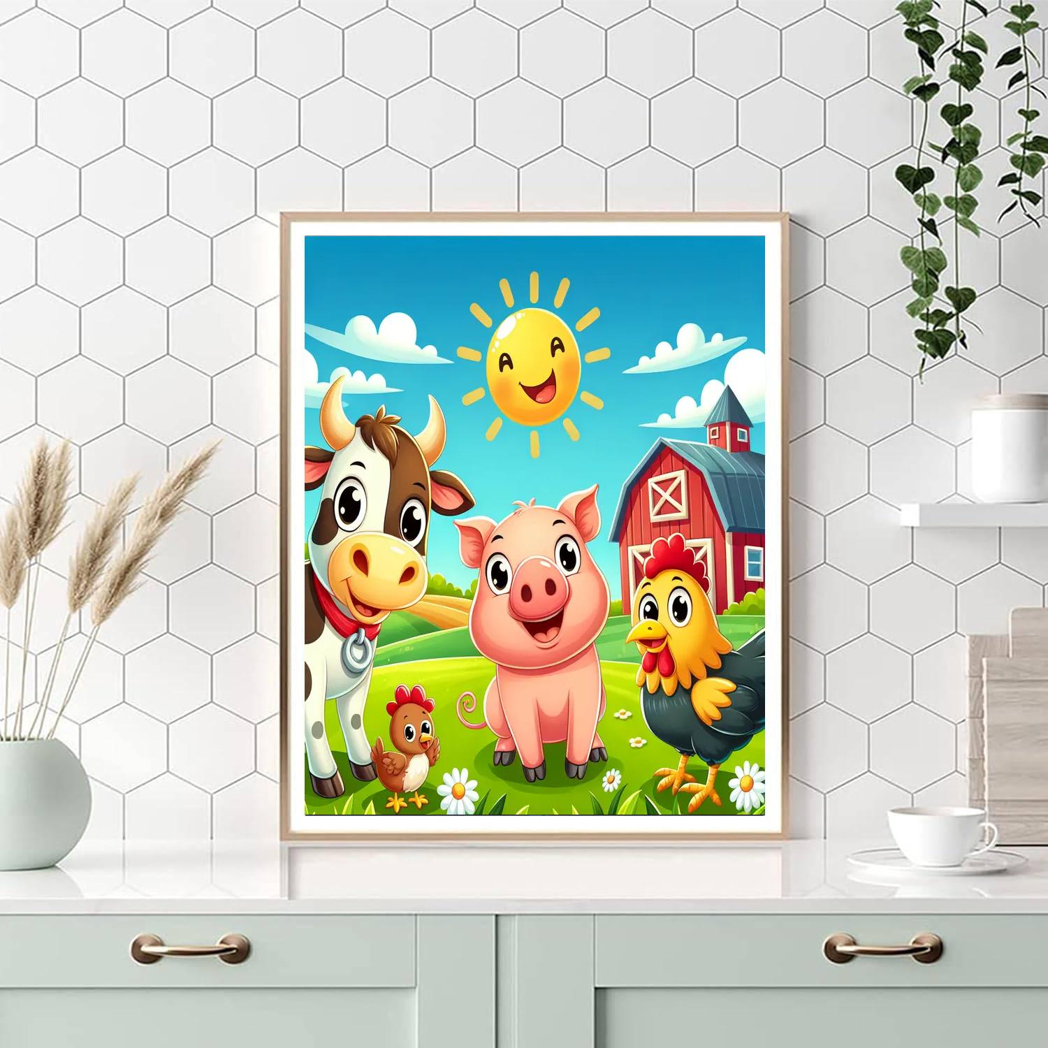Curious Farm Animals Numbered Painting Kits