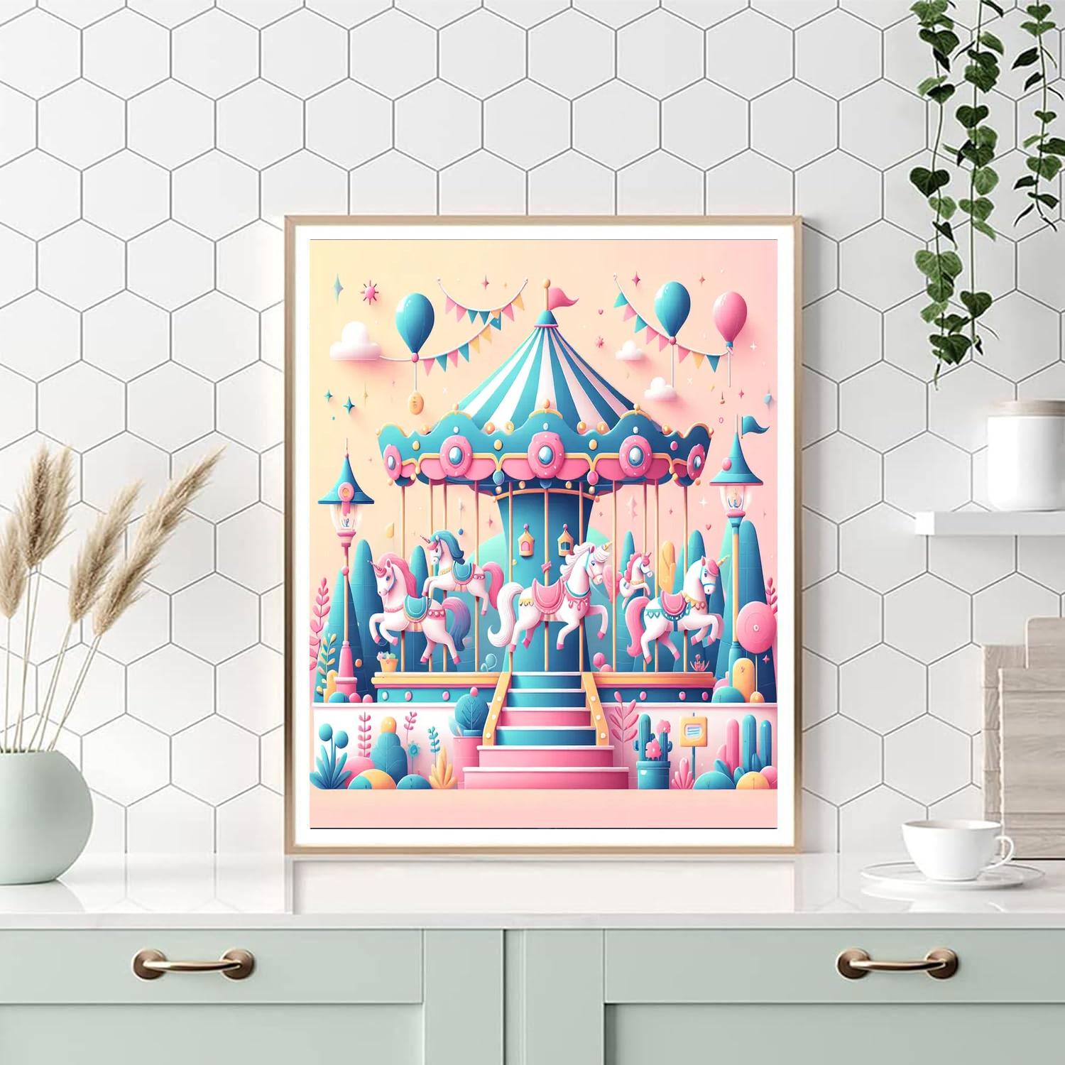 Enchanted Kingdom Carousel Painting Number Kit