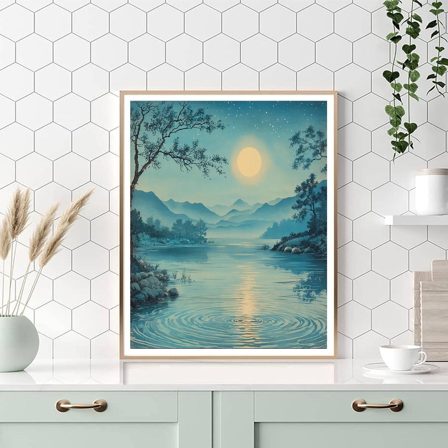 Utagawa Hiroshige Inspired Mystical Moonlit Waters  Number Painting