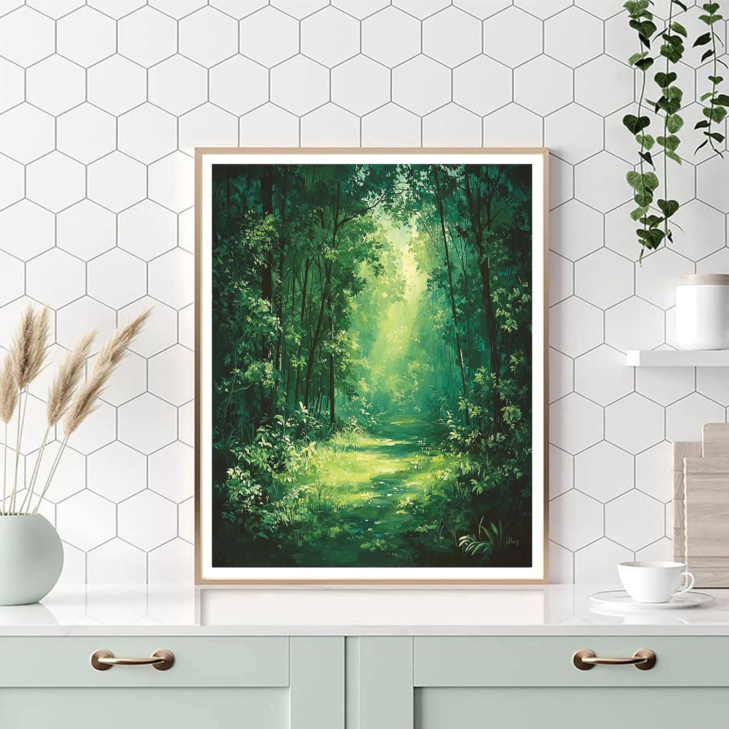 Henri Rousseau Inspired Emerald Forest Retreat  Number Painting