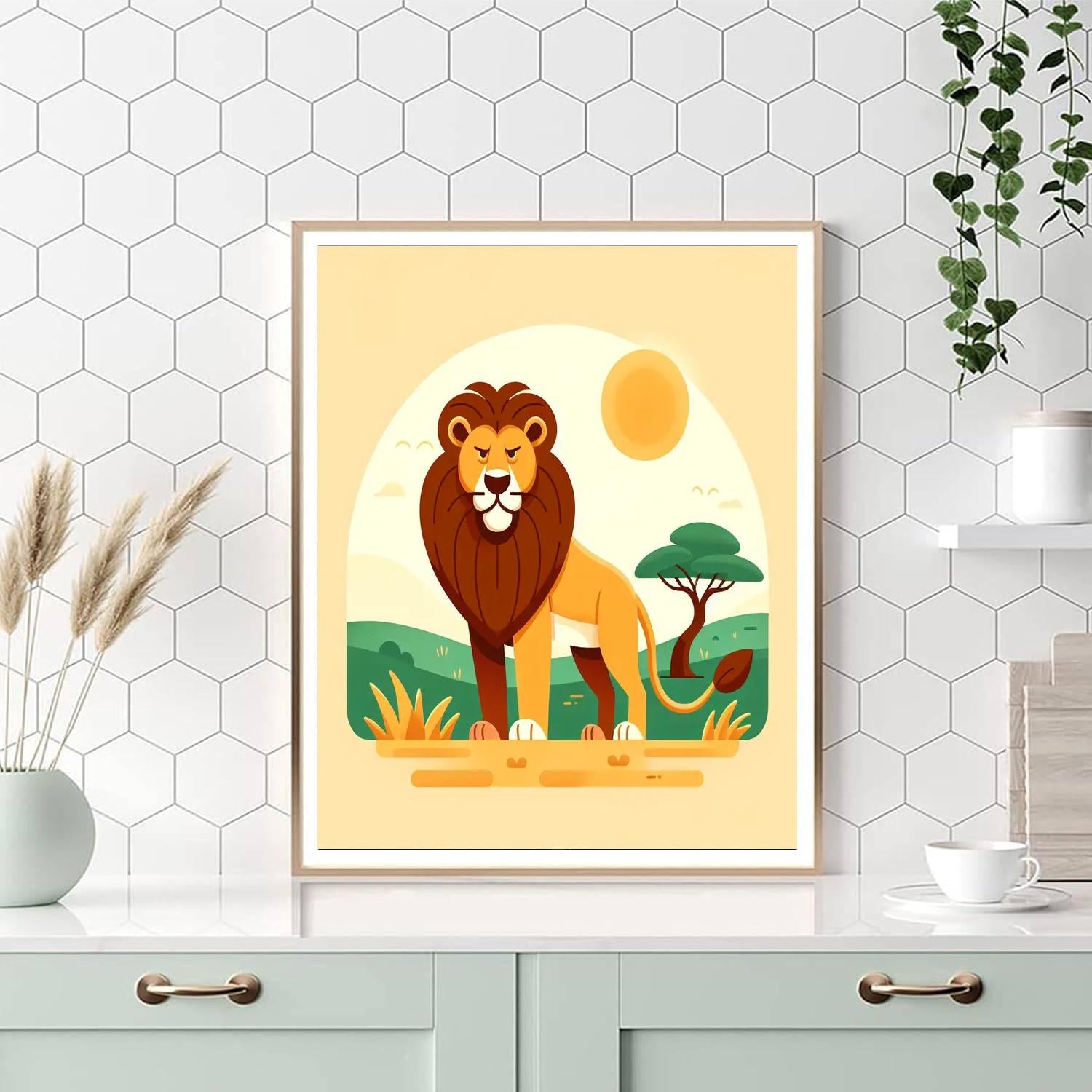 Courageous Lion Safari Painting Number Kit
