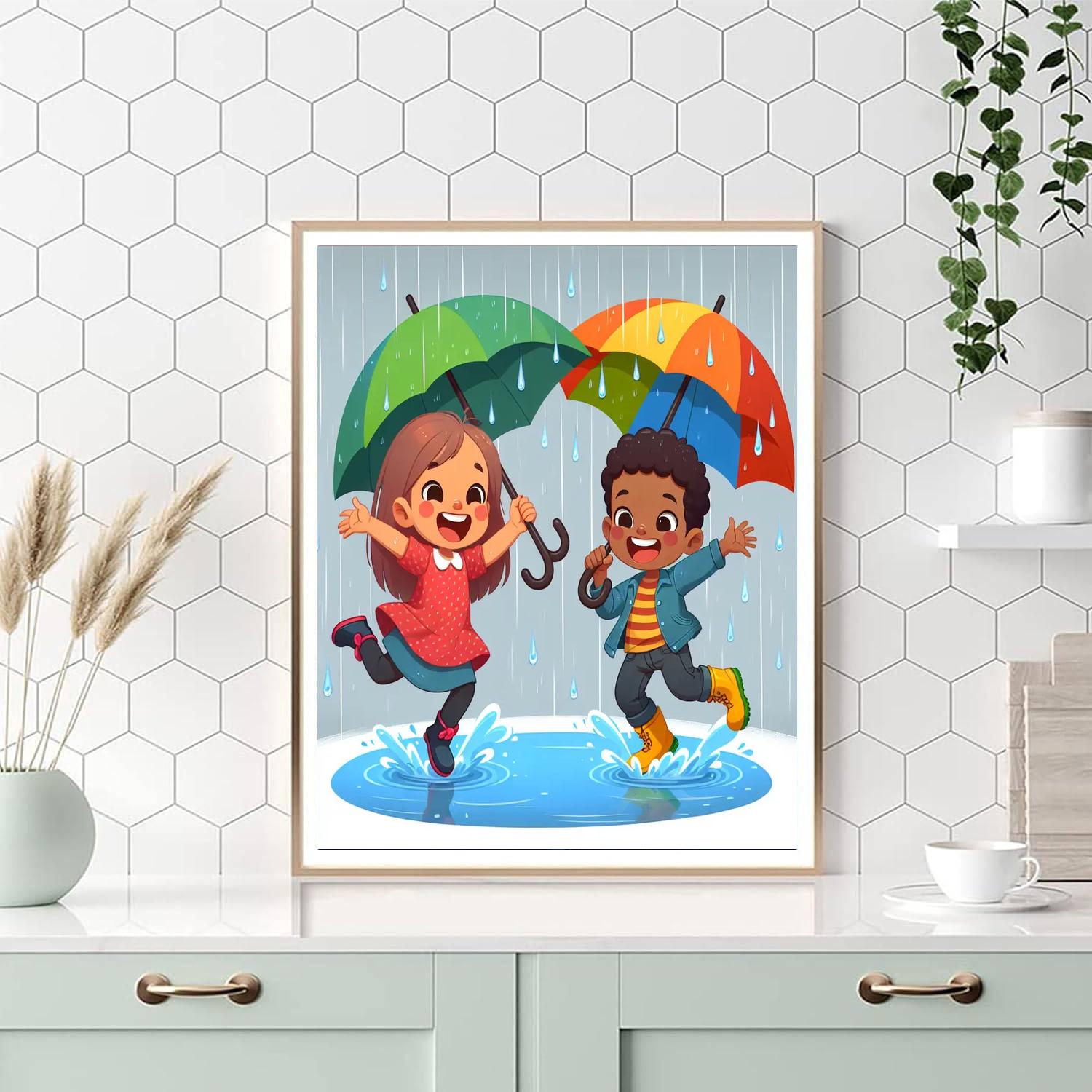 Giggle In The Rain Paint By Numbers Art