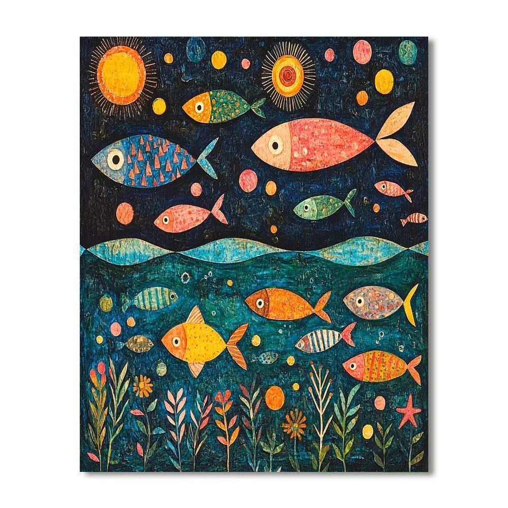 Paul Klee Inspired Mystical Sea Adventure  Numbered Painting Kits