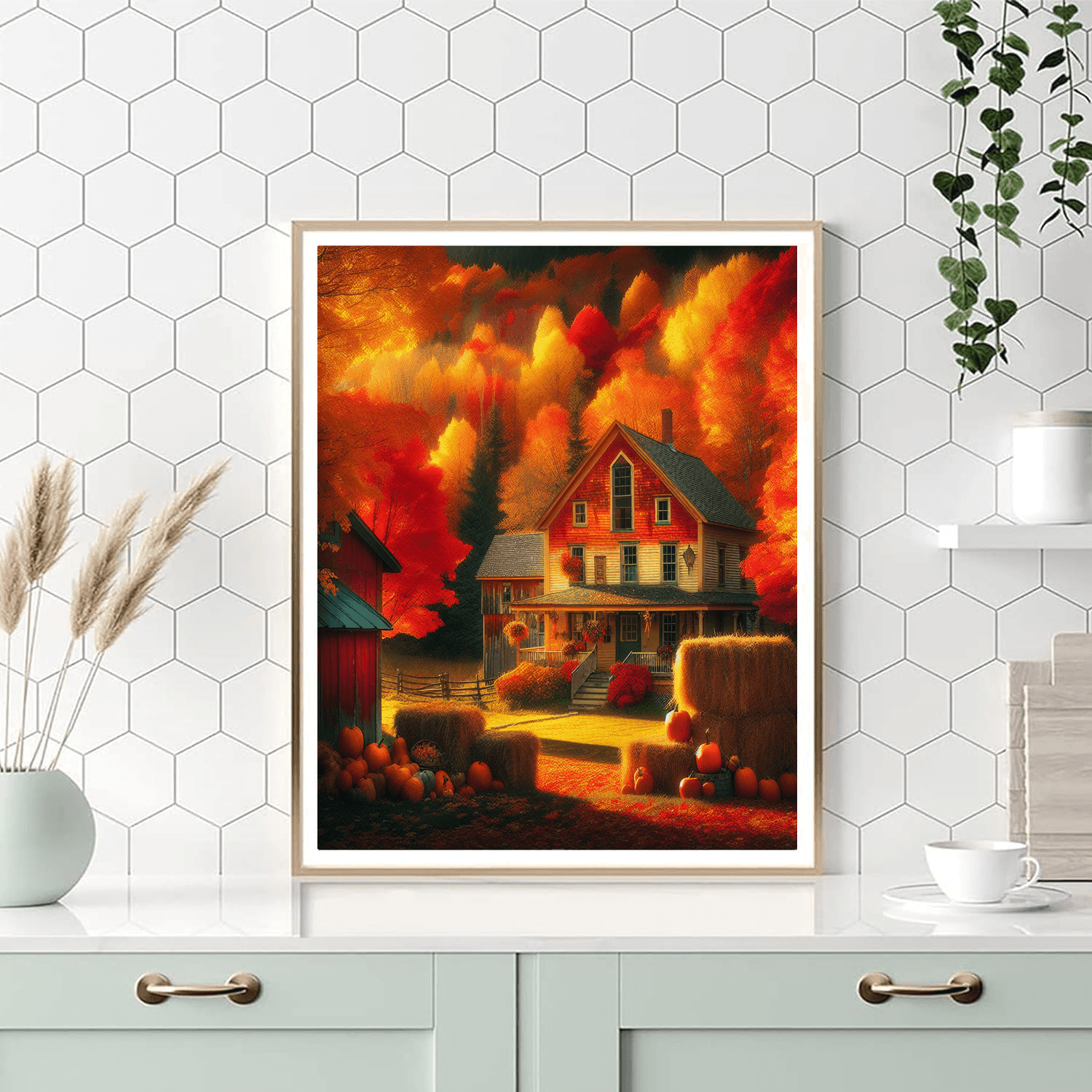 Cozy Autumn Farmhouse Painting Number Kit