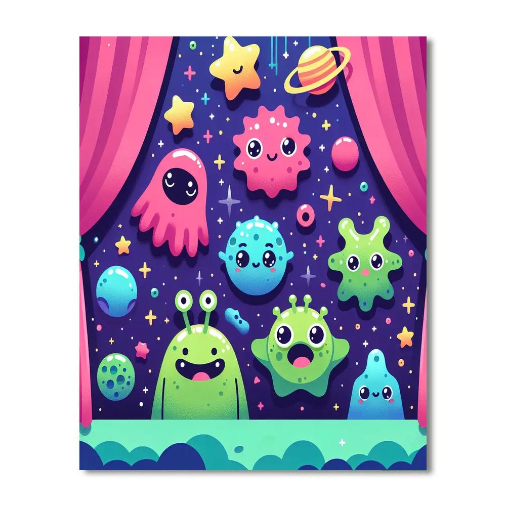 Funky Space Creatures Paint By Numbers Art