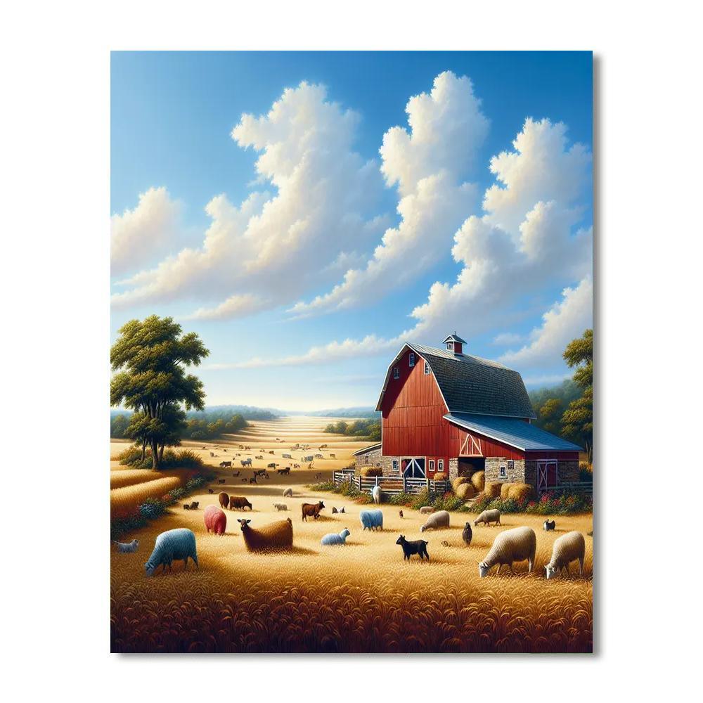 Rustic Barnyard Tranquility Painting Number Kit