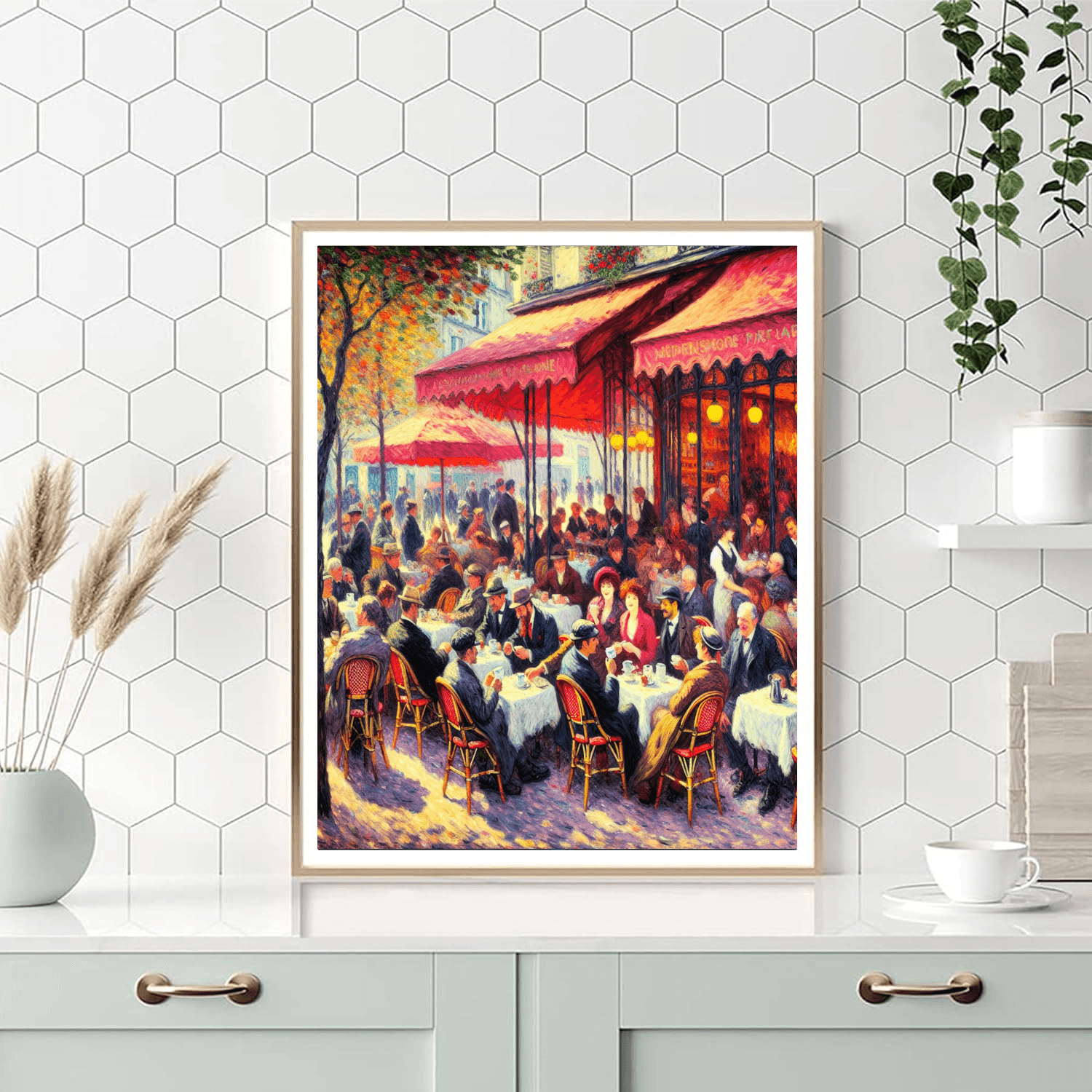 Chic Parisian Cafe Number Painting
