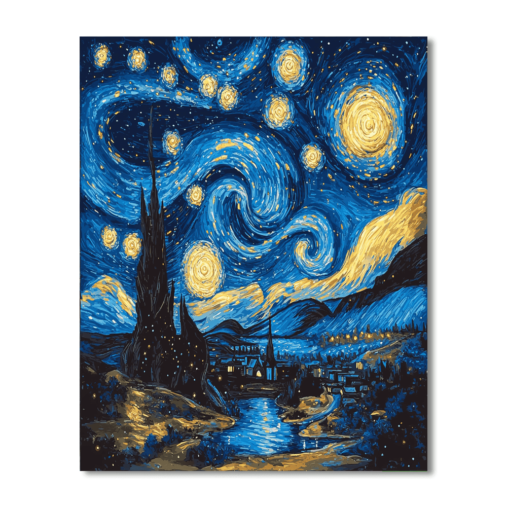 Vincent Van Gogh Inspired Galactic Vortex  Painting By Numbers Kit