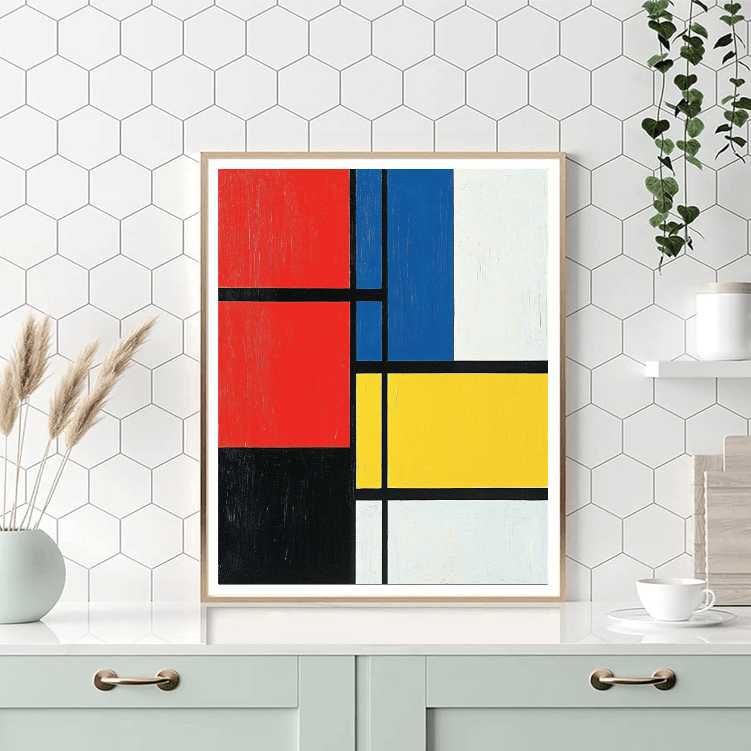 Piet Mondrian Inspired Abstract Geometric Dreamscape  Paint By Numbers Kits