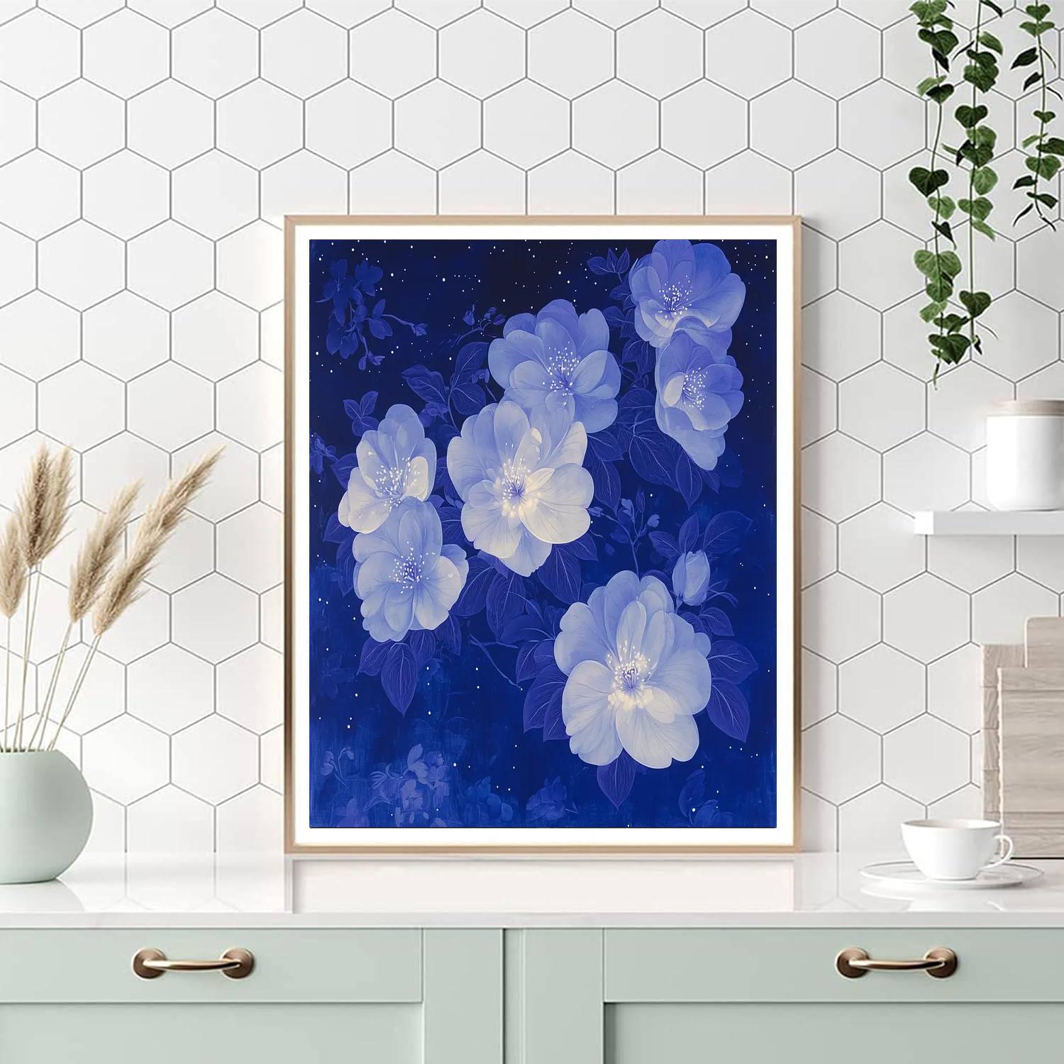 Utagawa Hiroshige Inspired Luminous Night Blossoms  Number Painting