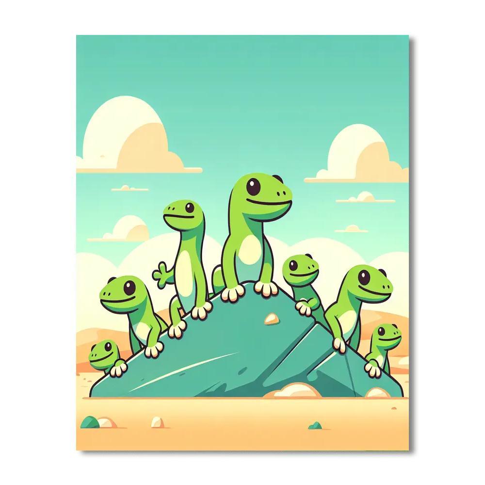 Giggling Gecko Gathering Number Painting