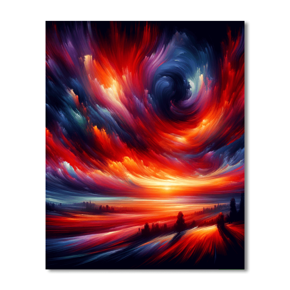 Fiery Sunset Horizon Paint By Color