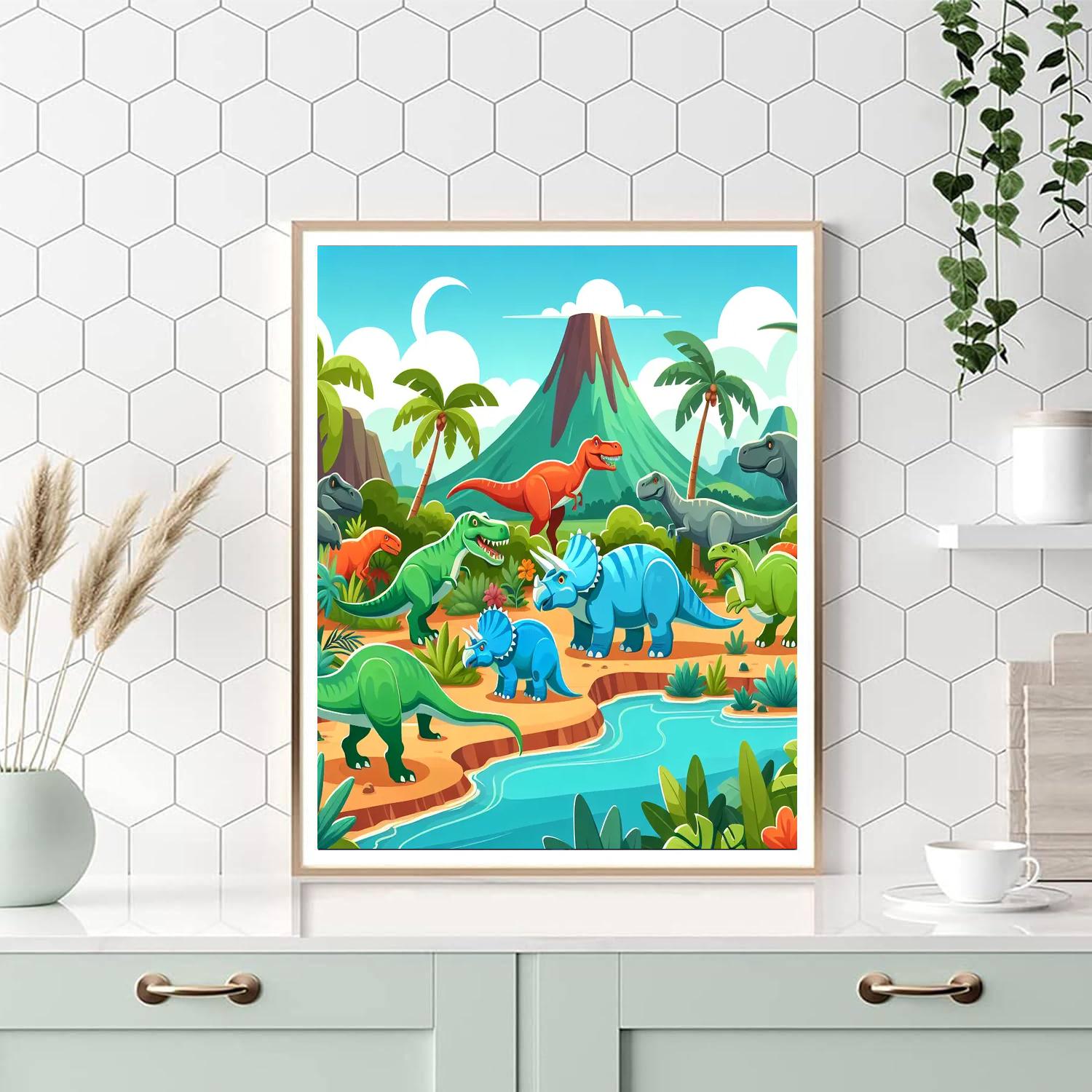 Colorful Dinosaur Safari Painting Number Kit