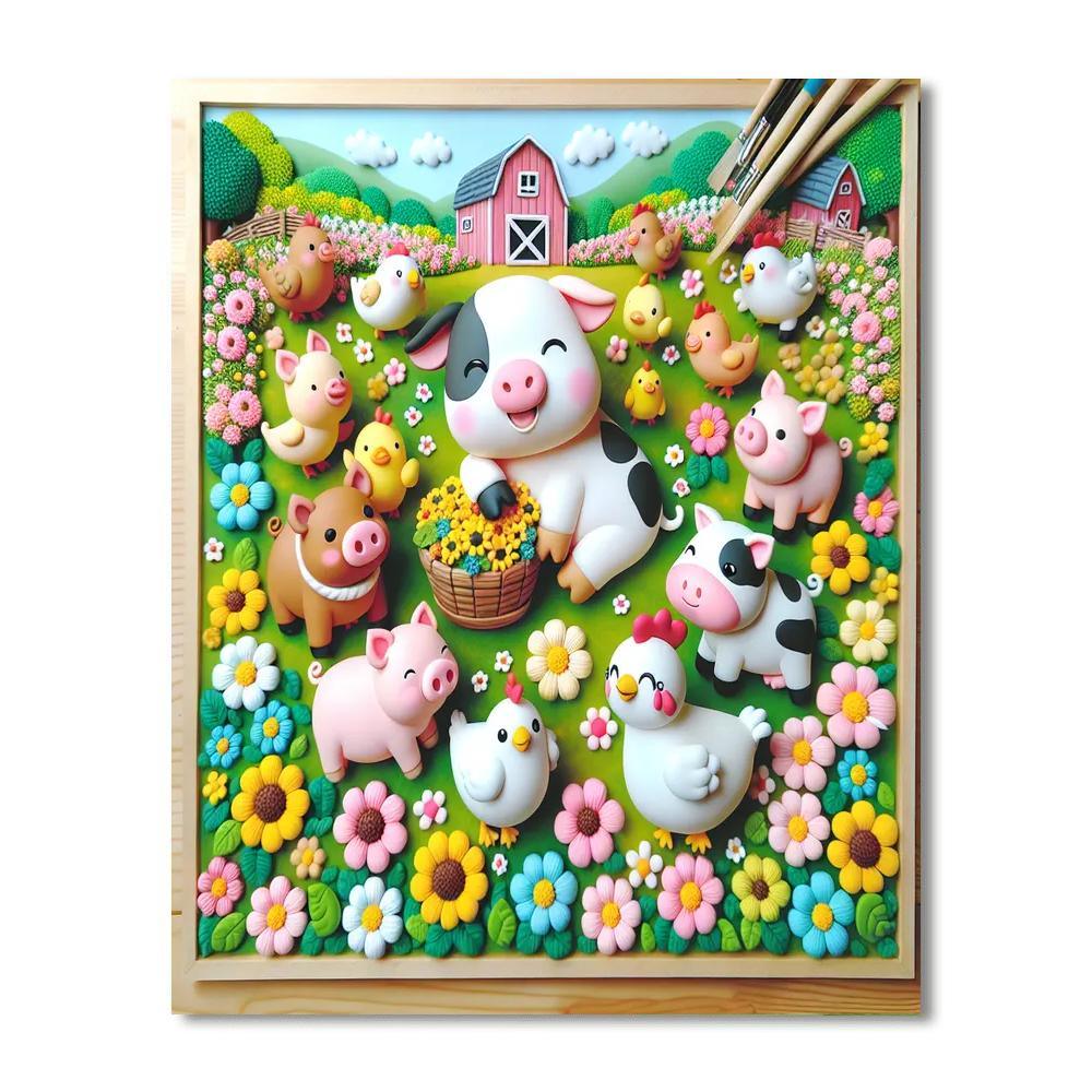 Frolicking Farm Friends Painting Number Kit