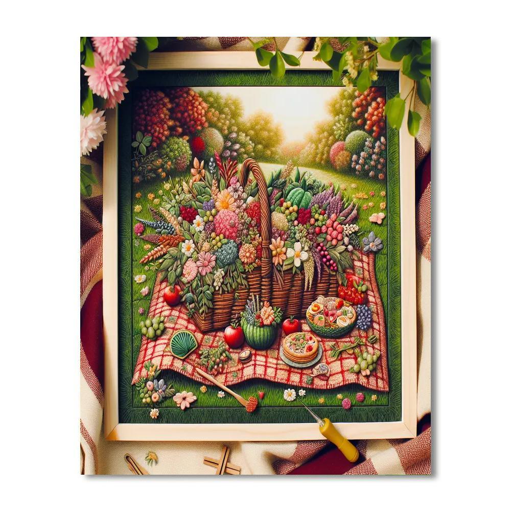 Colorful Garden Picnic Painting Number Kit
