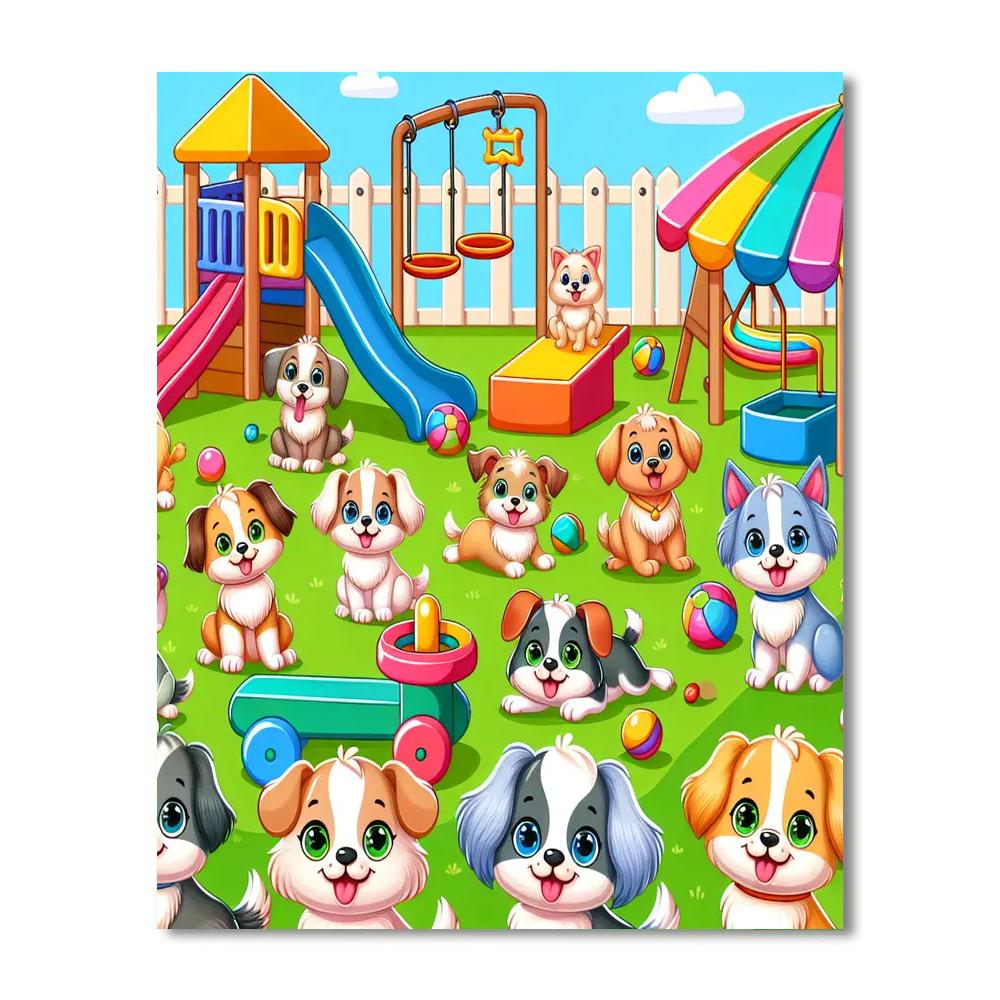 Playful Puppy Playground Number Painting