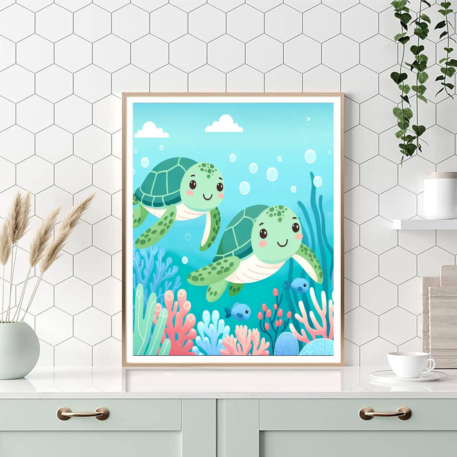 Gentle Sea Turtles Paint By Numbers Art