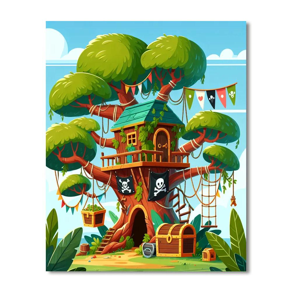 Pirate Treehouse Cove Paint By Numbers Art