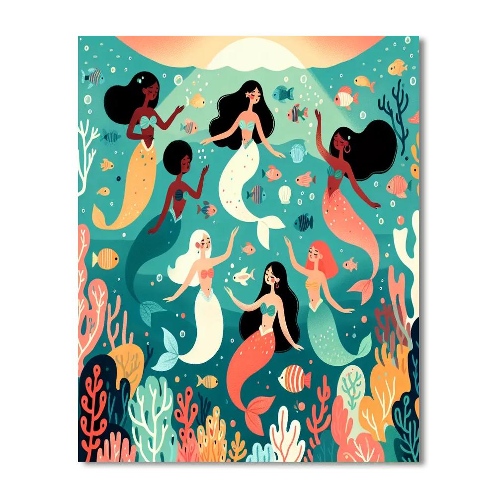 Underwater Mermaid Grotto Numbered Painting Kits