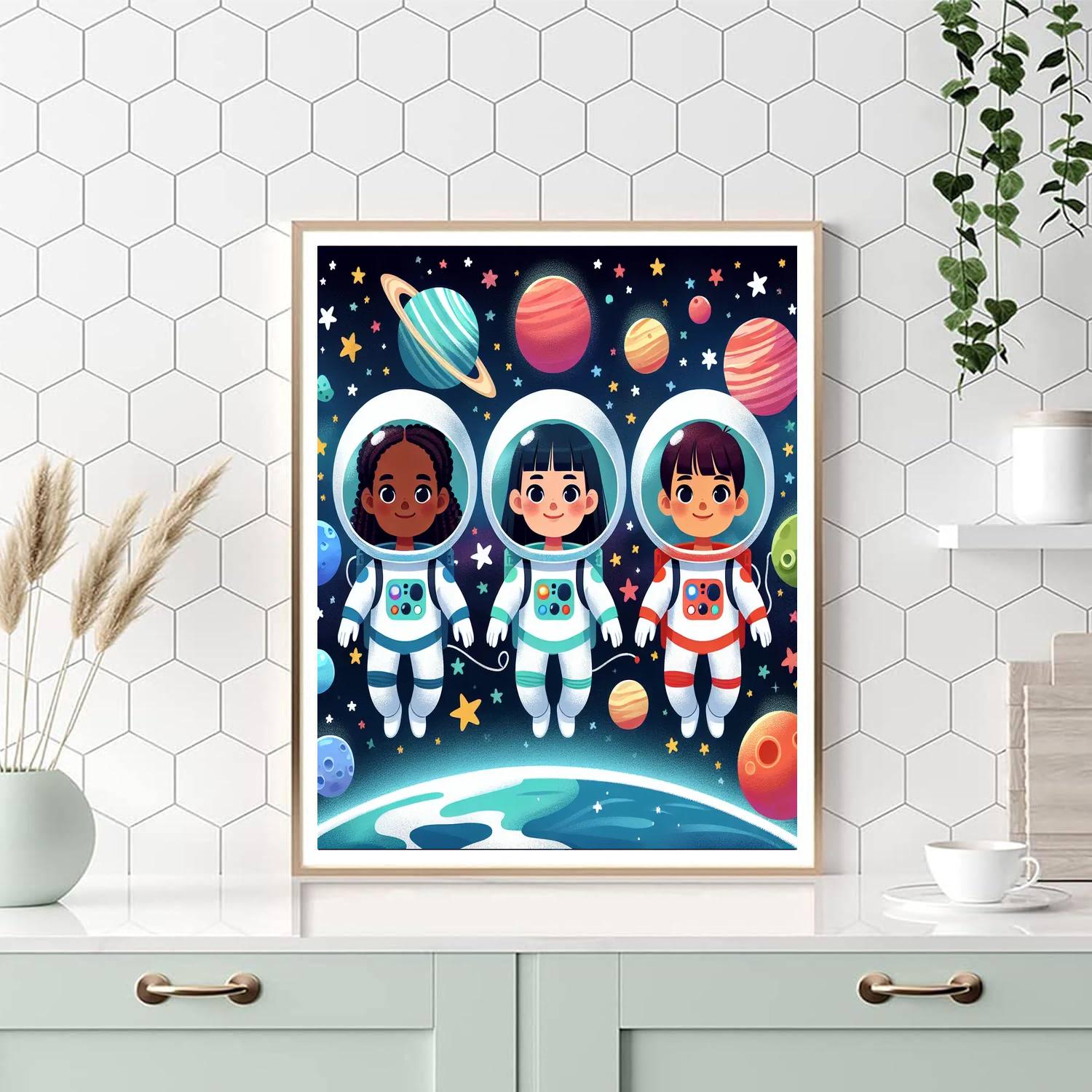 Petite Astronauts Adventure Paint By Numbers Art