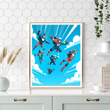 Skydiving Superheroes Paint By Number