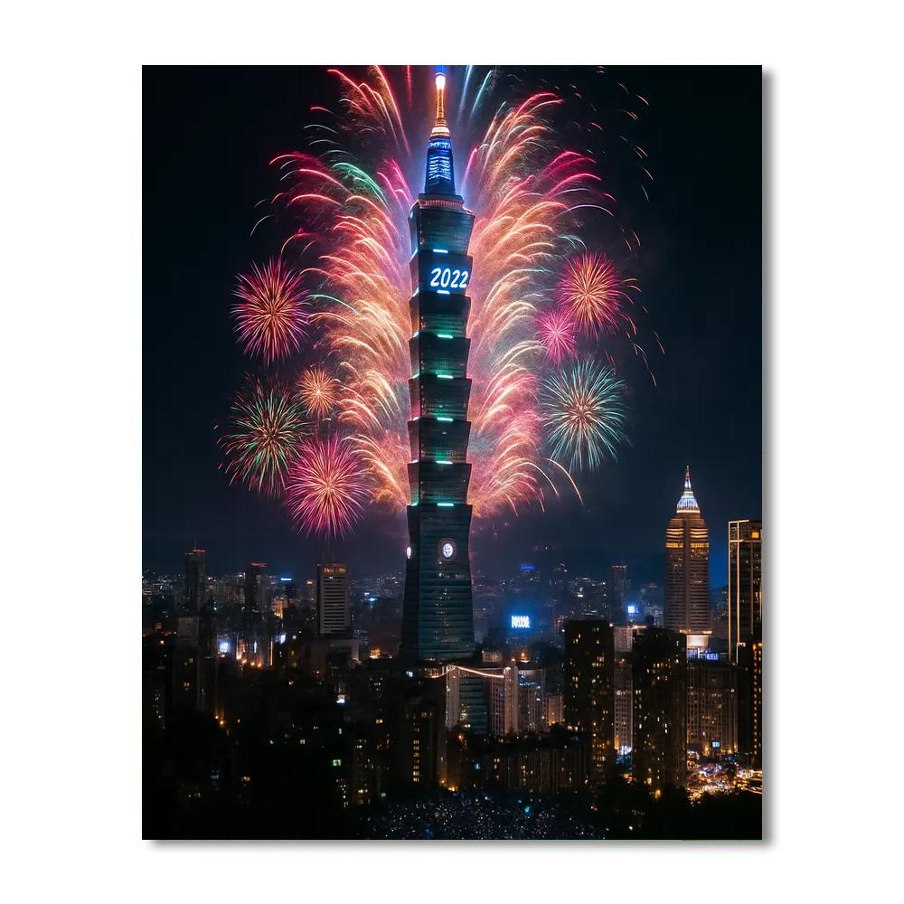 Taipei 101 New Year Fireworks - Taiwan Paint By Number