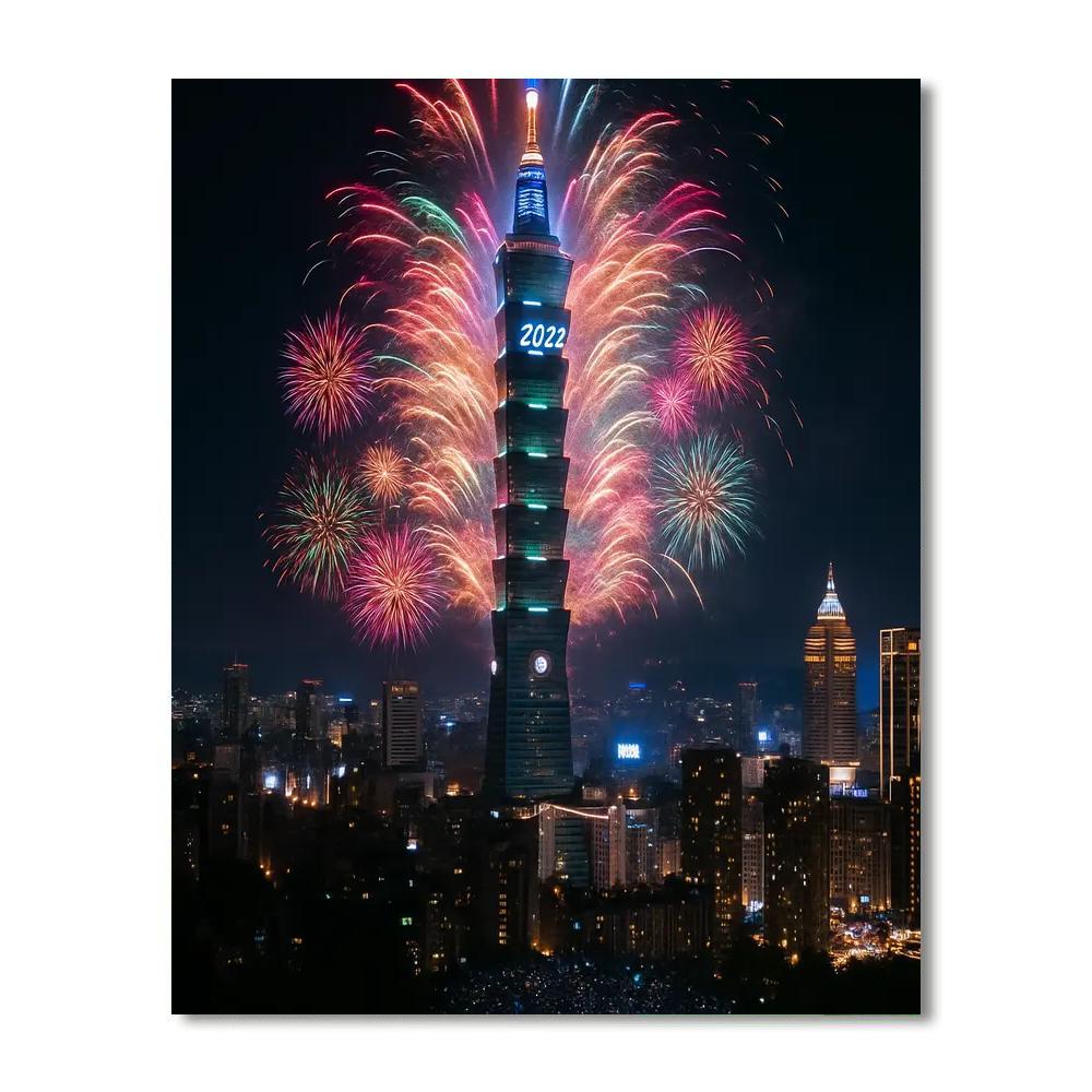 Taipei 101 New Year Fireworks - Taiwan Paint By Number