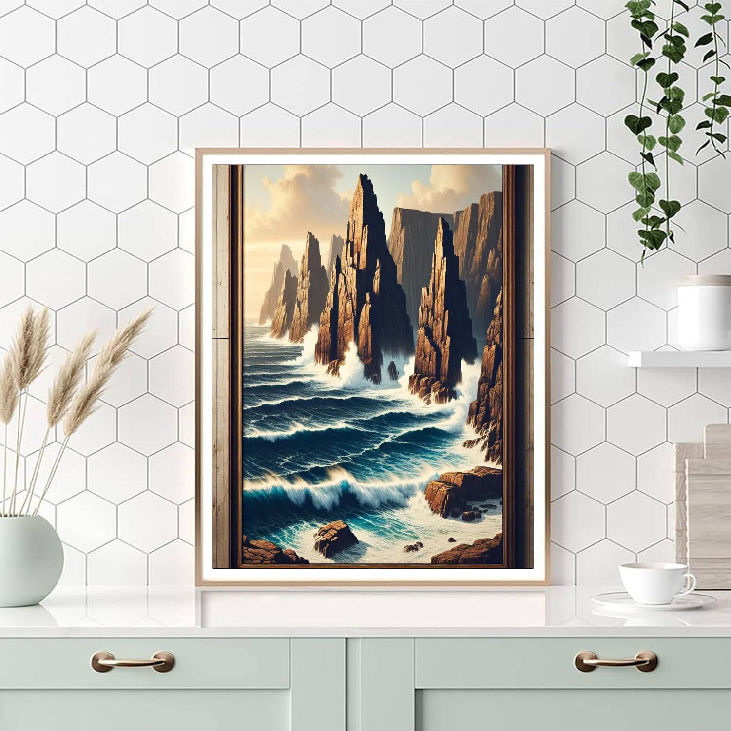 Majestic Rocky Cliffs By The Sea Paint By Color