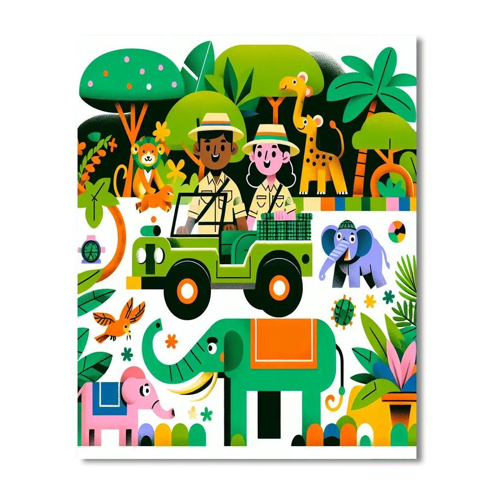 Journey Through Jungle Safari Numbered Painting Kits