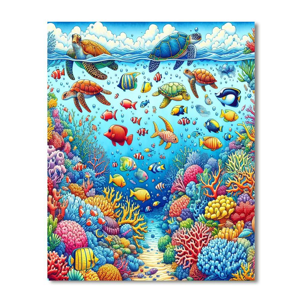 Dazzling Coral Reef Paradise Painting By Numbers Kit