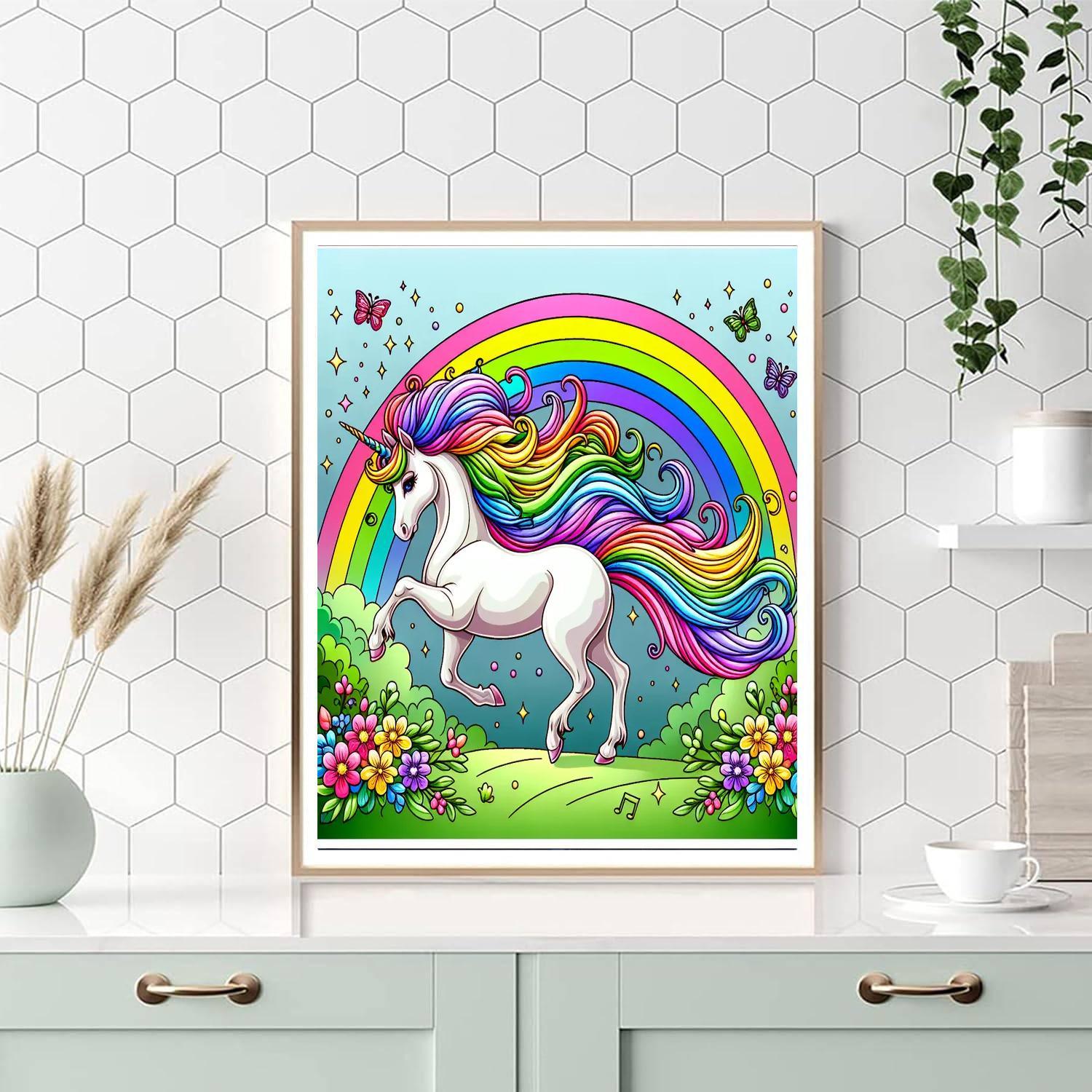 Rainbow Unicorn Land DIY Paint By Numbers