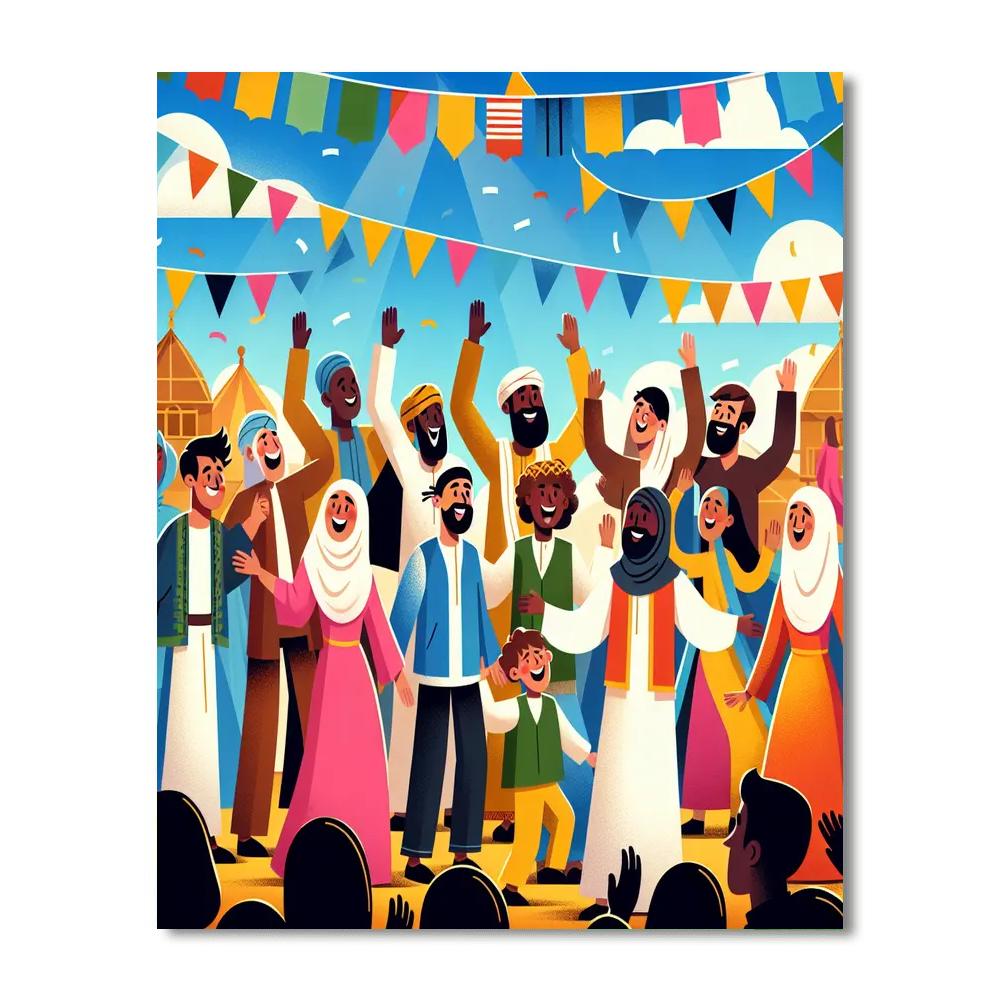 Vibrant Village Celebration Paint By Numbers Art