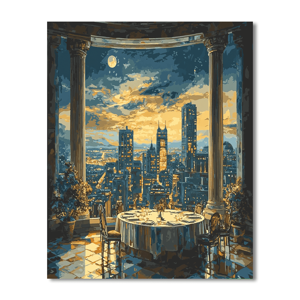 Leonardo Da Vinci Inspired Da Vinci's Futuristic Skyline  Paint By Numbers Art