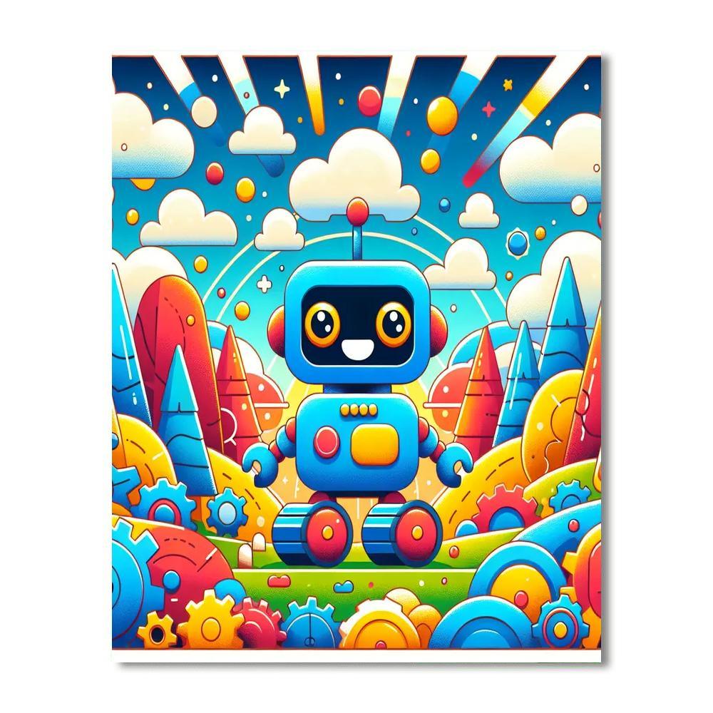 Adventurous Little Robot Paint By Numbers Art