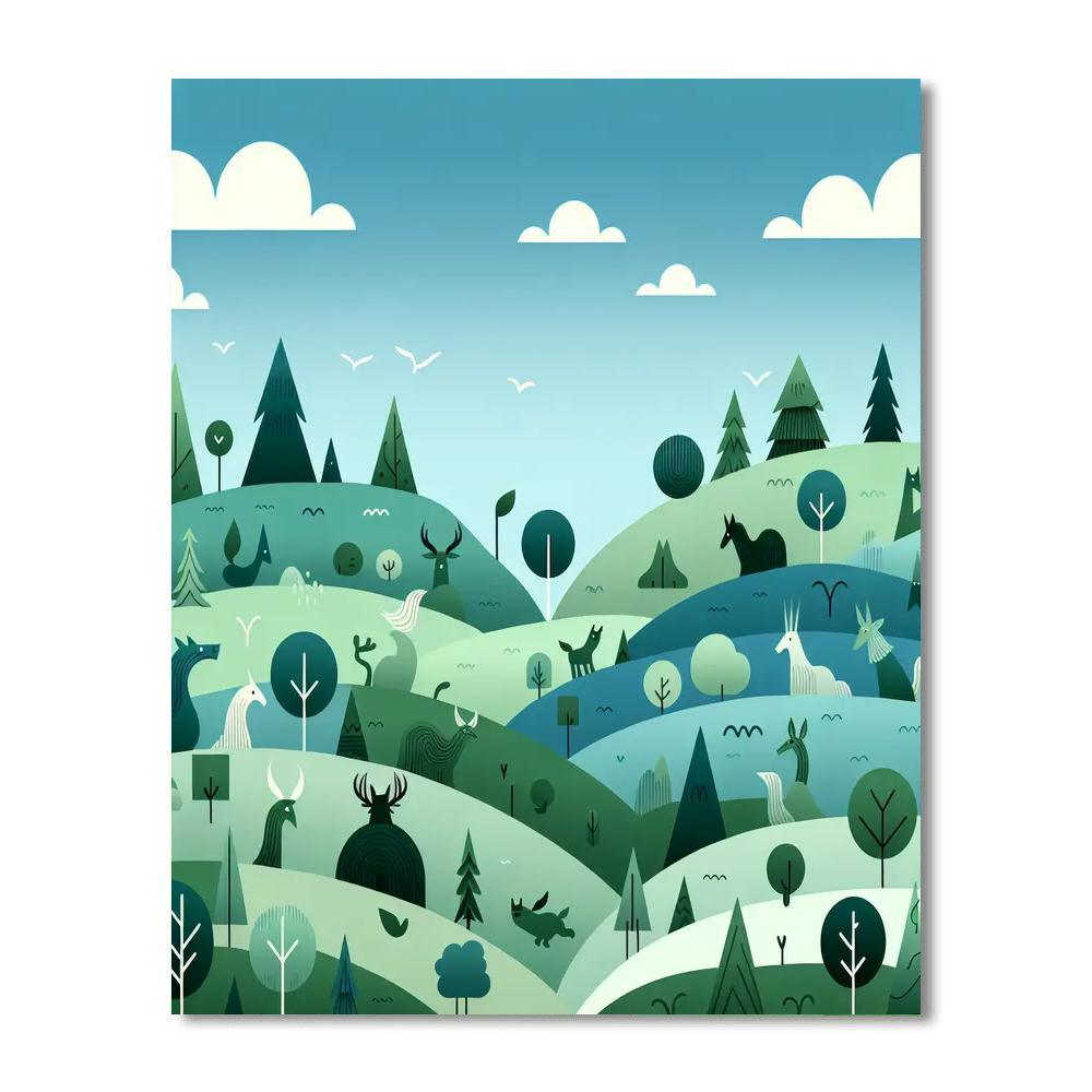 Enchanting Emerald Enclave Number Painting