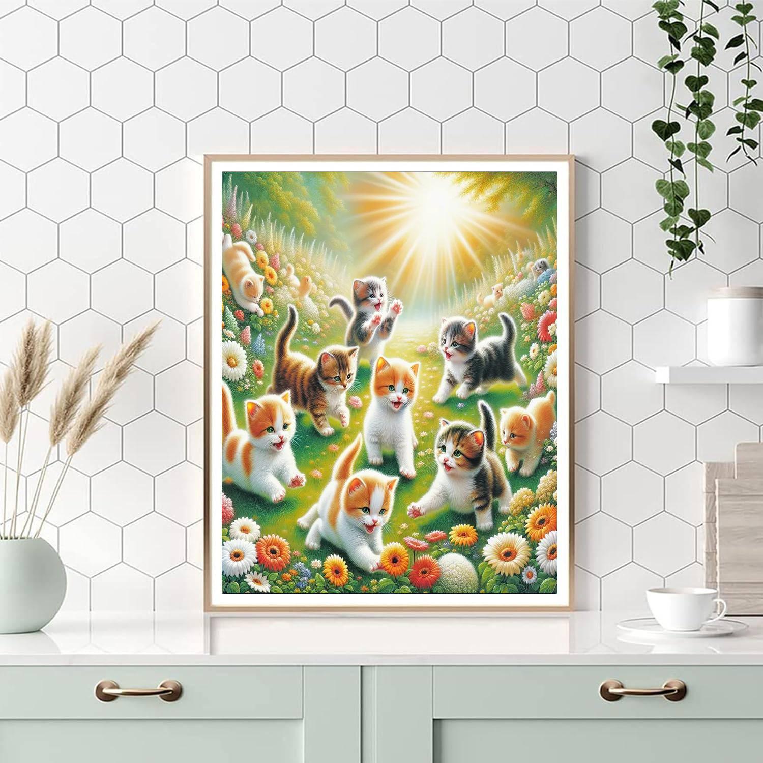 Playful Kittens In A Meadow Painting By Numbers Kit