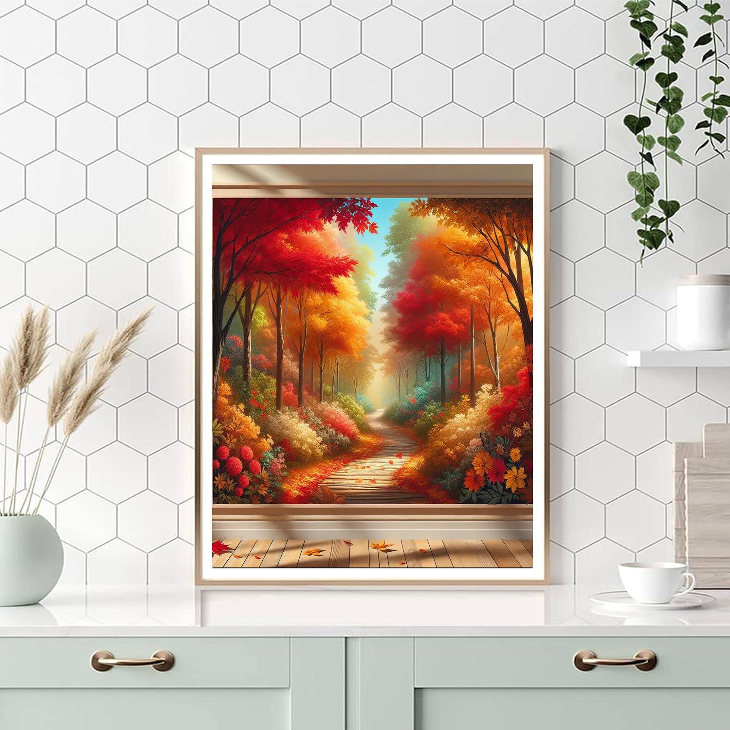 Tranquil Autumn Path Paint By Numbers Art