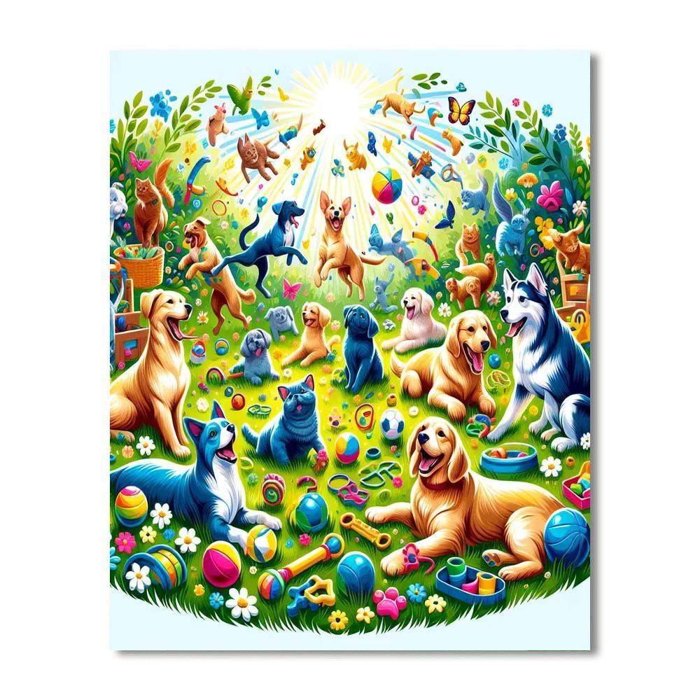 Joyful Pet Playground Numbered Painting Kits
