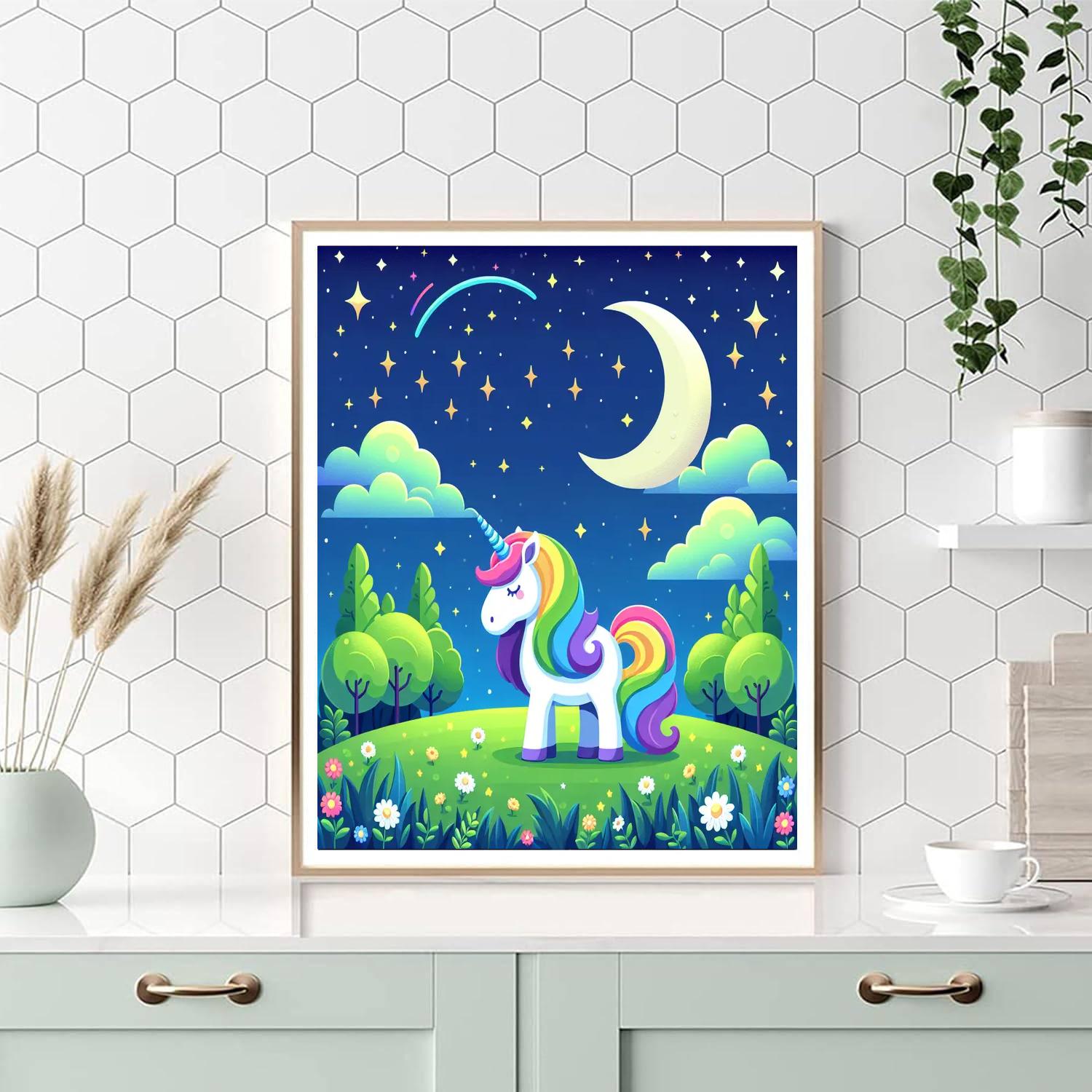 Mystical Moonlit Unicorn Painting Number Kit