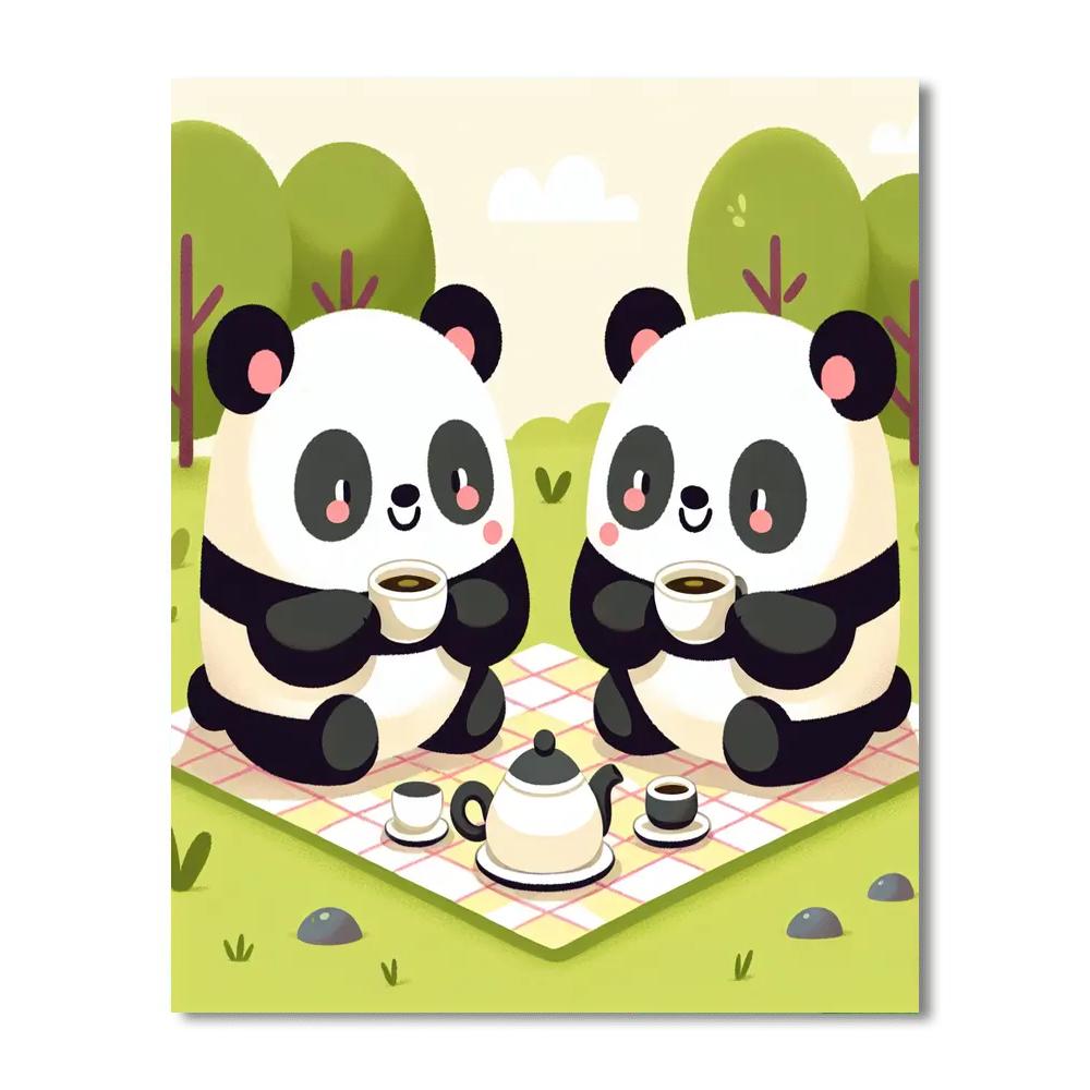 Playful Panda Tea Party Painting Number Kit