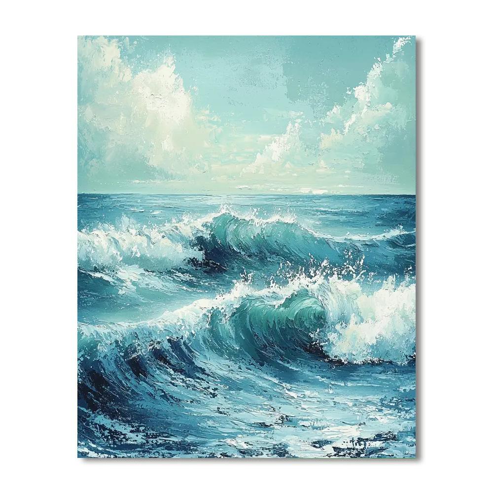 Leonardo Da Vinci Inspired Textural Ocean Waves  Paint By Numbers Art