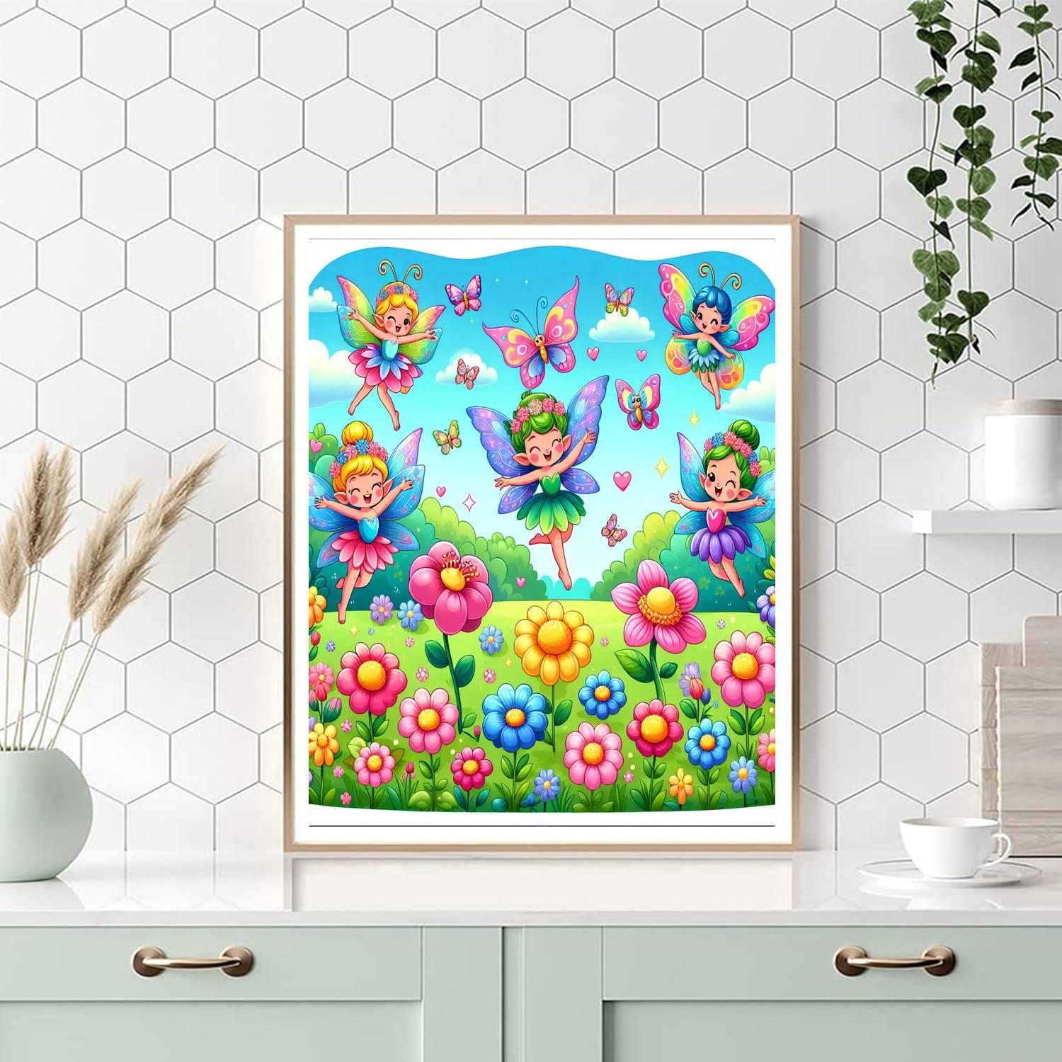 Charming Garden With Fairies Painting By Numbers Kit