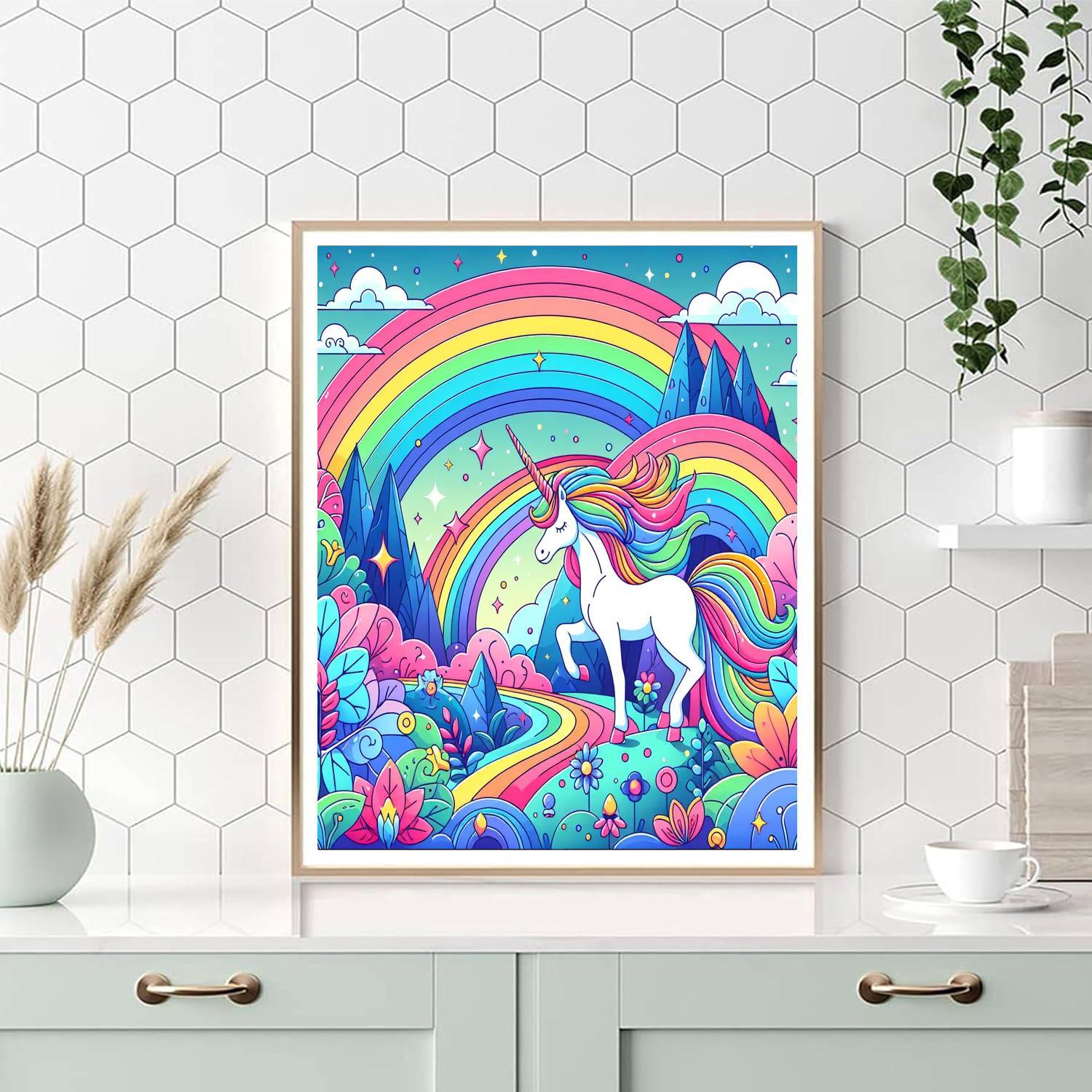 Fantasy World Of Unicorns And Rainbows Painting By Numbers Kit