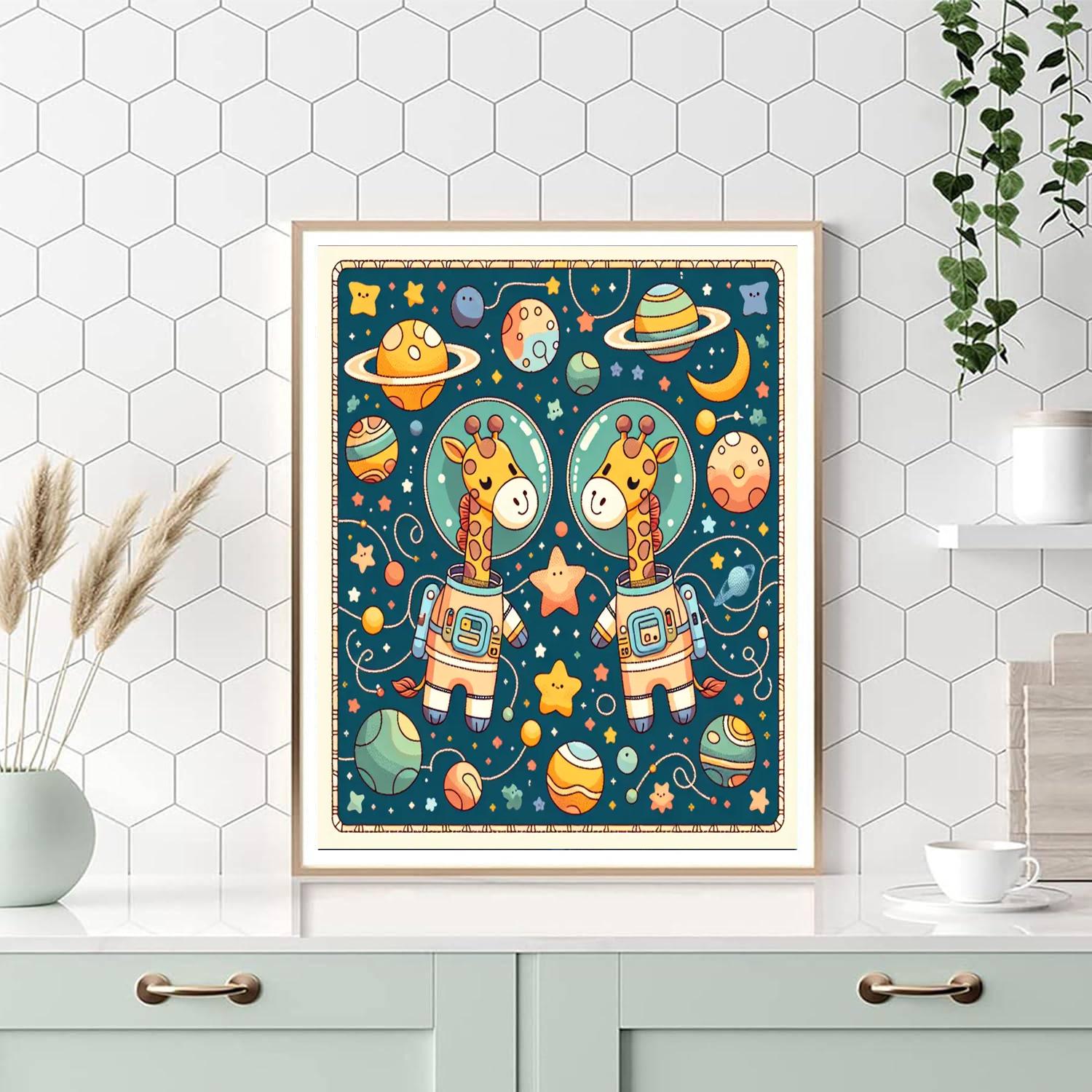 Galactic Giraffes Painting Number Kit