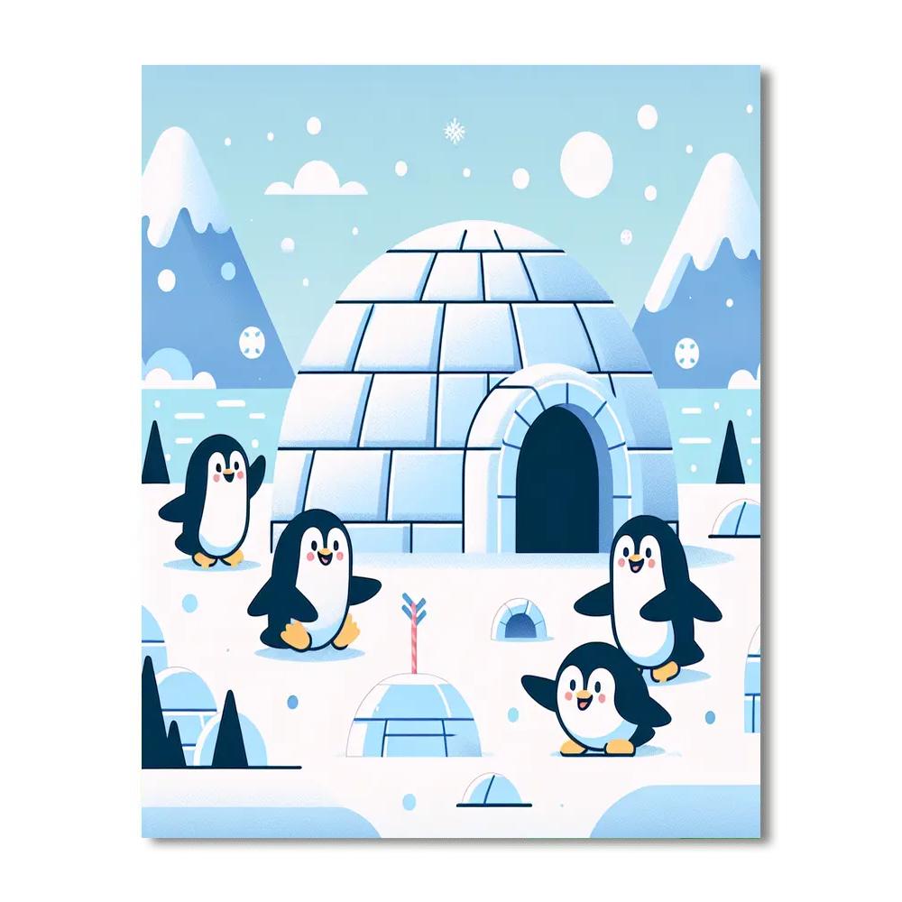 Penguin Igloo Adventure Paint By Numbers Art