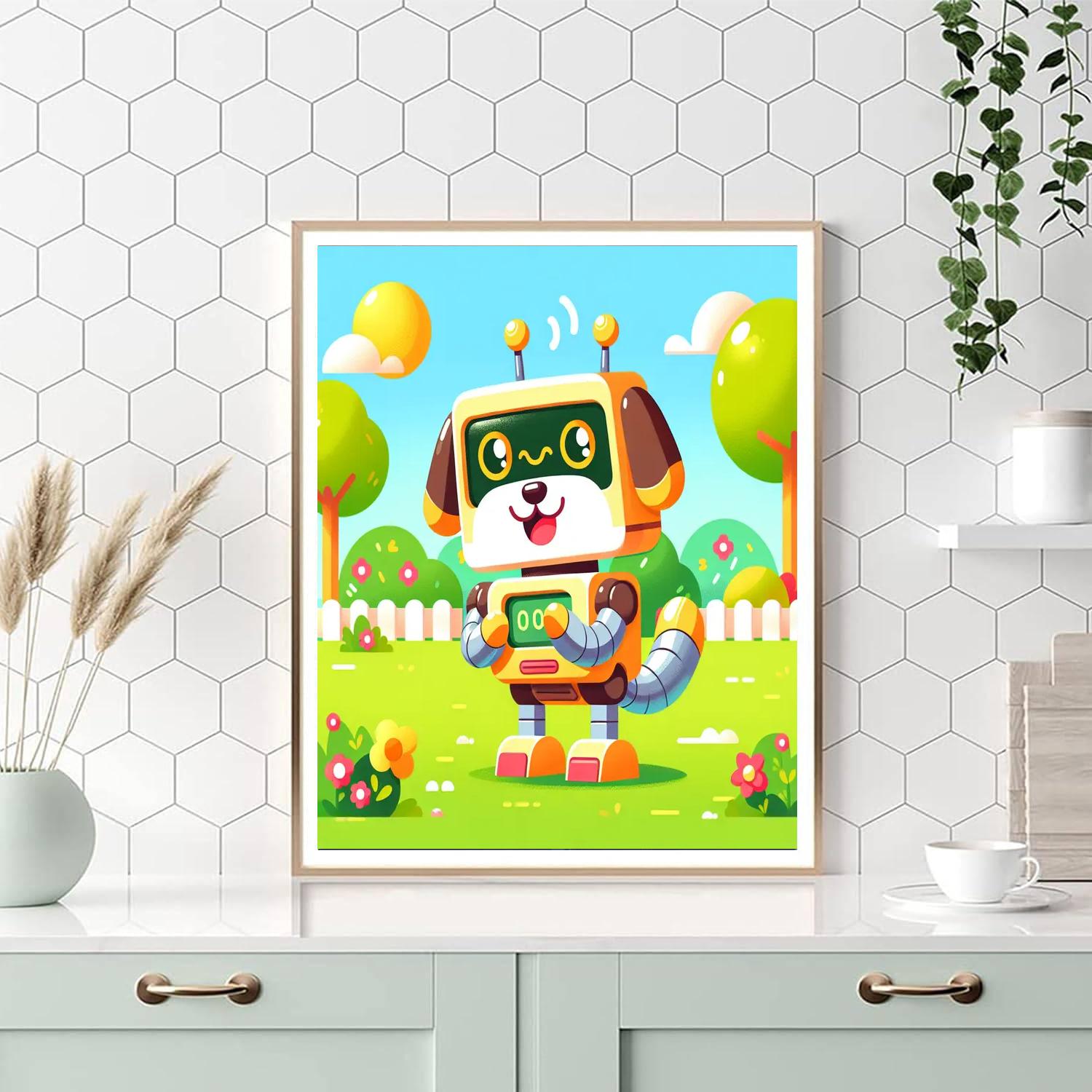 Joyful Robot Dog Numbered Painting Kits