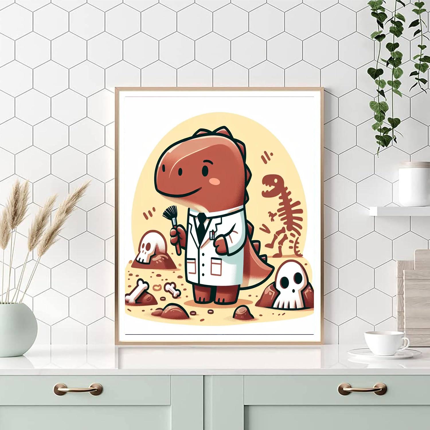 Dinosaur Paleontologist Number Painting