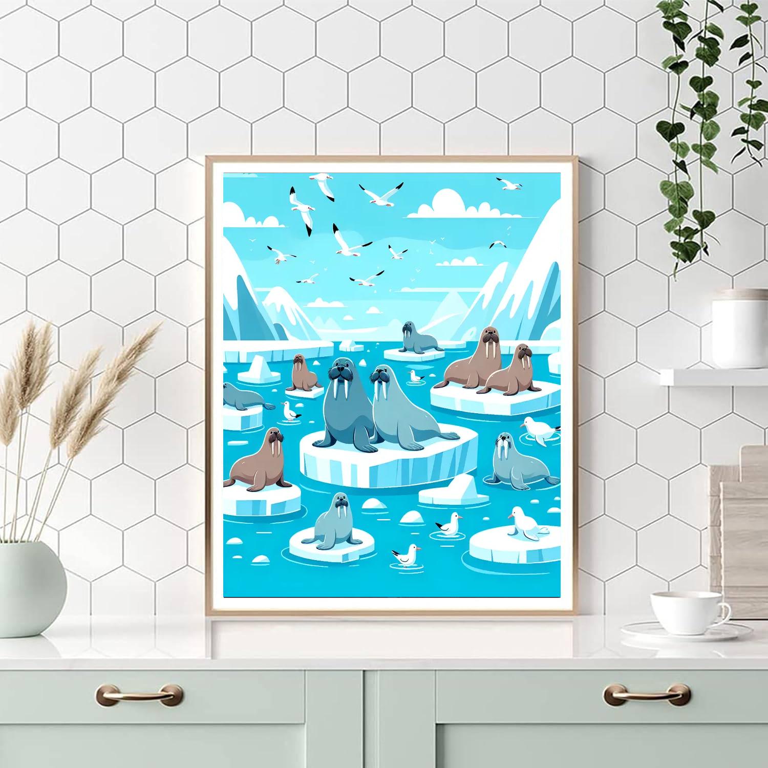 Whimsical Walrus Waterworld Number Painting