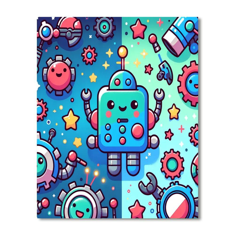 Silly Robot Friends DIY Paint By Numbers